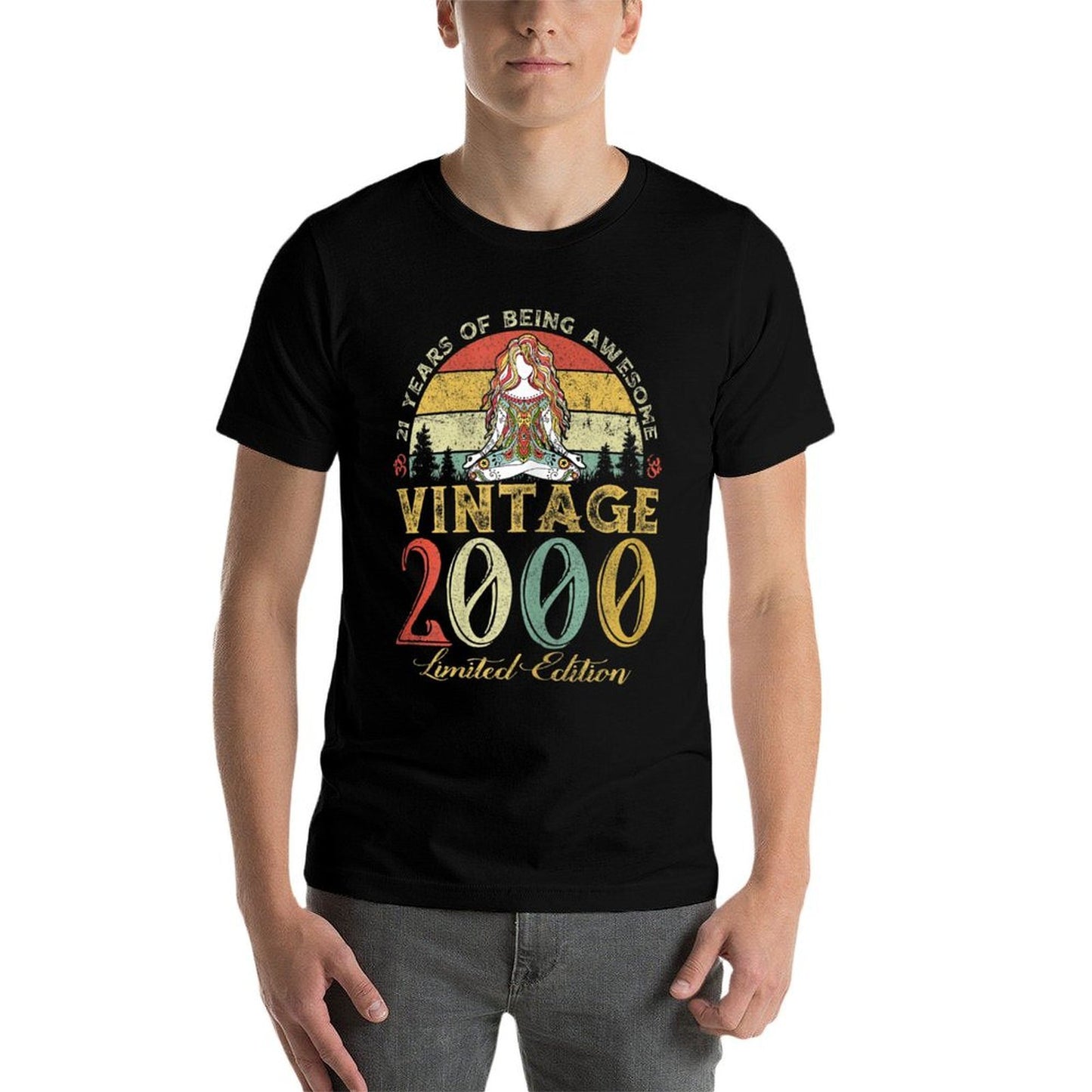 Womens Vintage 2000 Sunset 21 Years Old Witch 21st Birthday Gift Easy-care T-Shirt