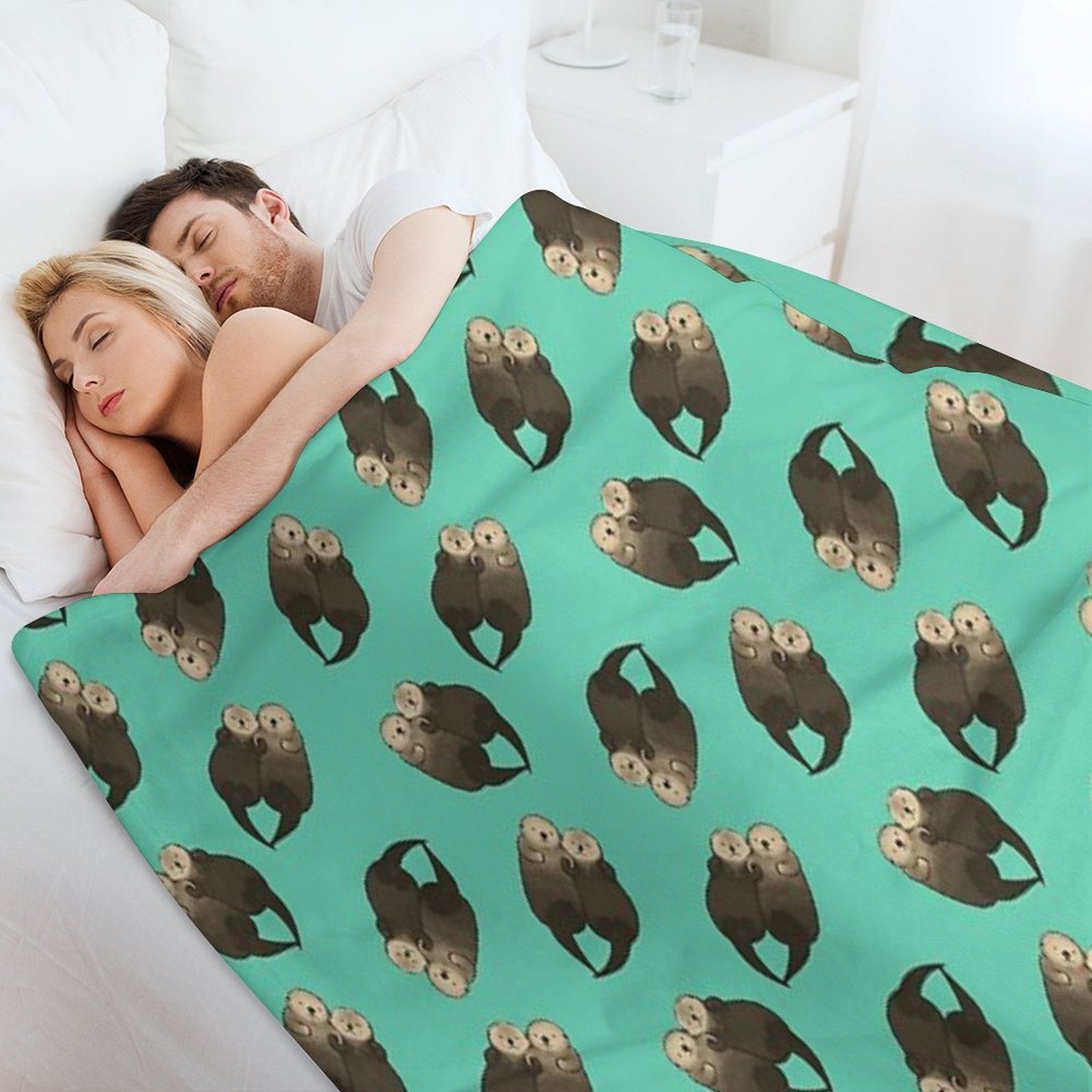 Significant Otters - Otters Holding Hands Anti-pilling Throw Blanket