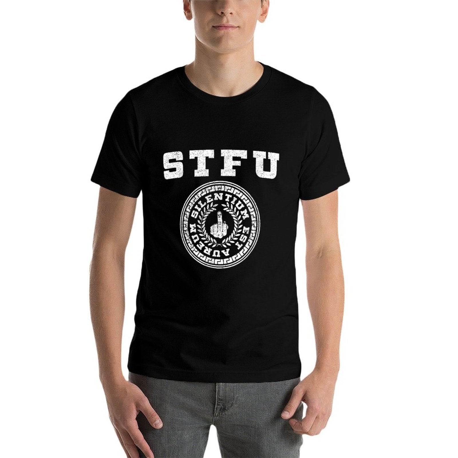 Shut The F Up STFU Funny College Satire Humor  Heathered Texture T-Shirt