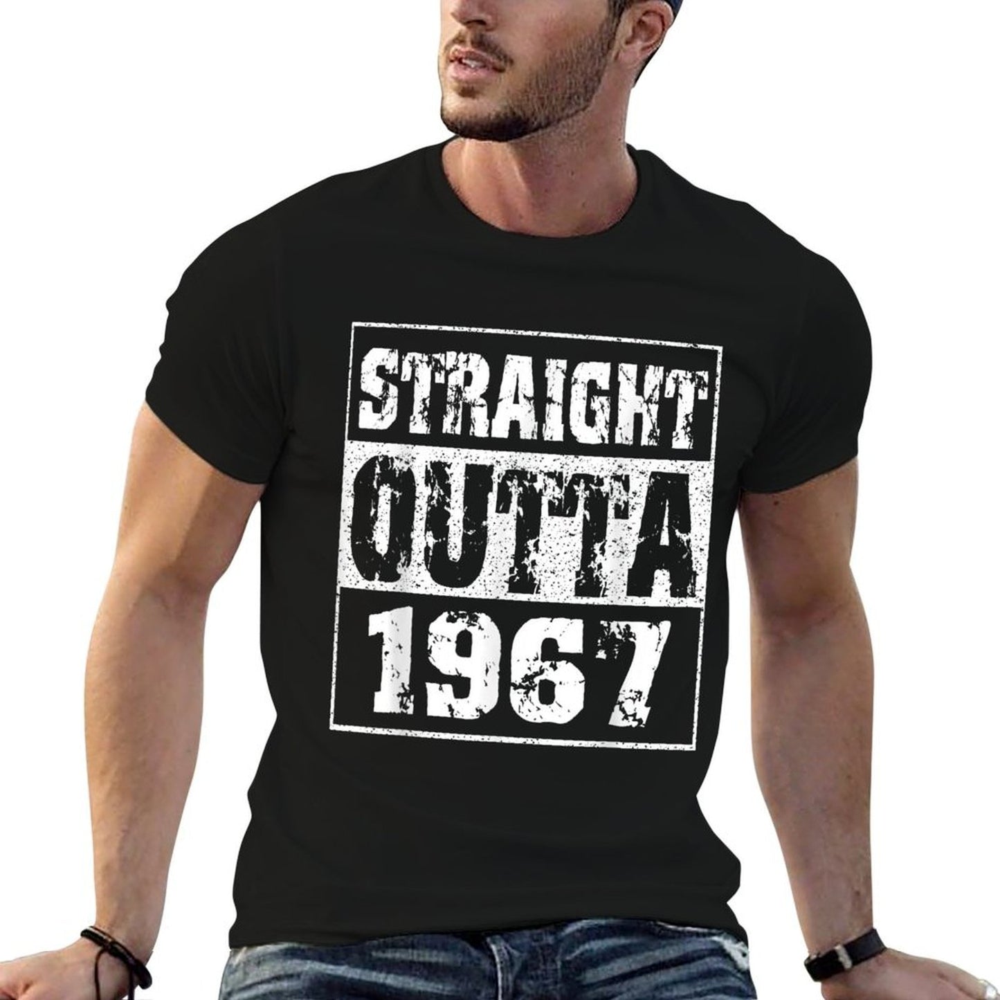 Straight Outta 1967 Funny Gangster 50th Birthday Fade-proof Color T-Shirt