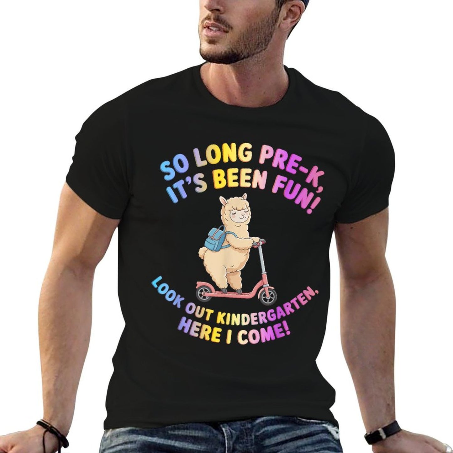 So Long Pre-K, Funny Alpaca Scooter, Back To School for Kids  Graphic-printed T-Shirt