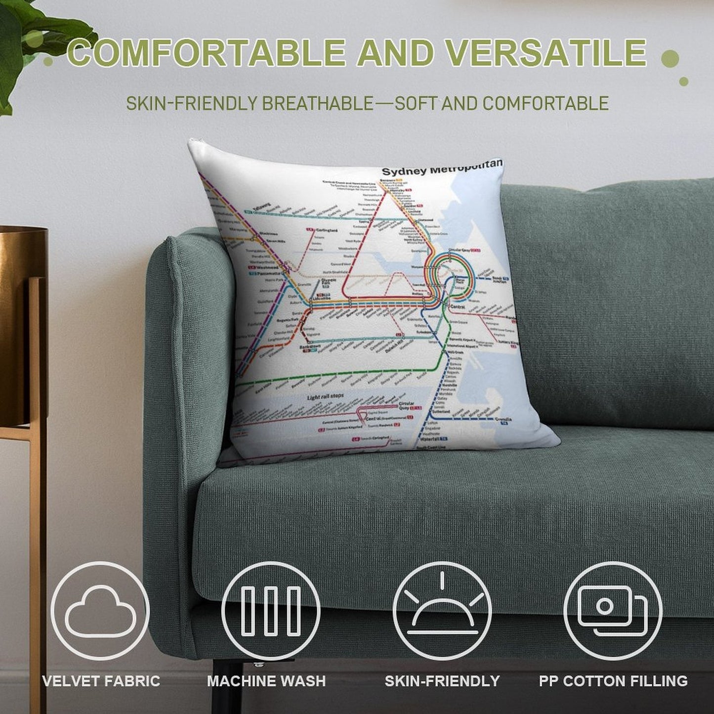 Sydney Trains And Metro Map - 2025 (Light Theme) Soft Style Accent Throw Pillow