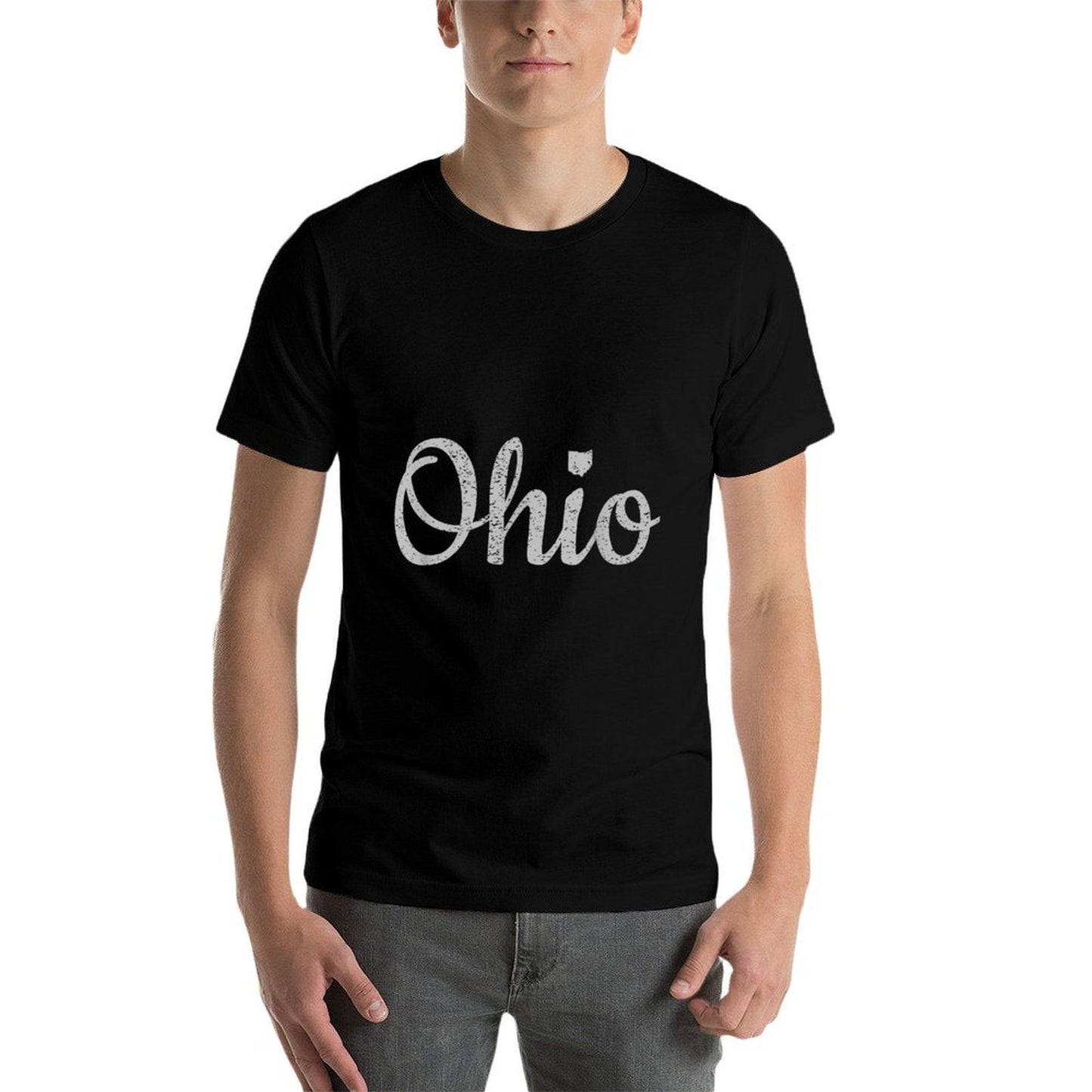 State of Ohio Pride Script Text Distressed Design Gifts Durable T-Shirt