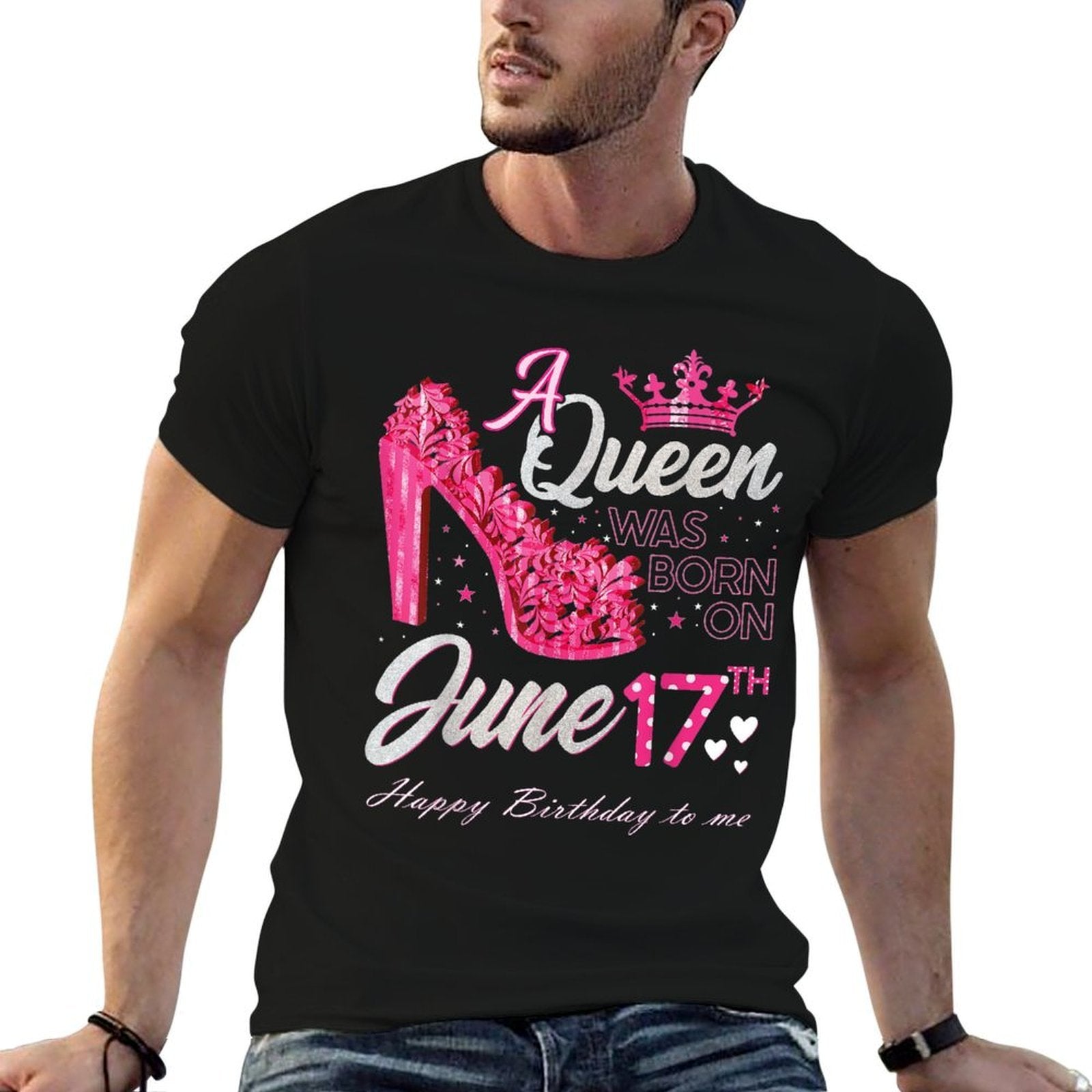 A Queen Was Born on June 17 High Heels June 17th Birthday  Vintage-inspired T-Shirt