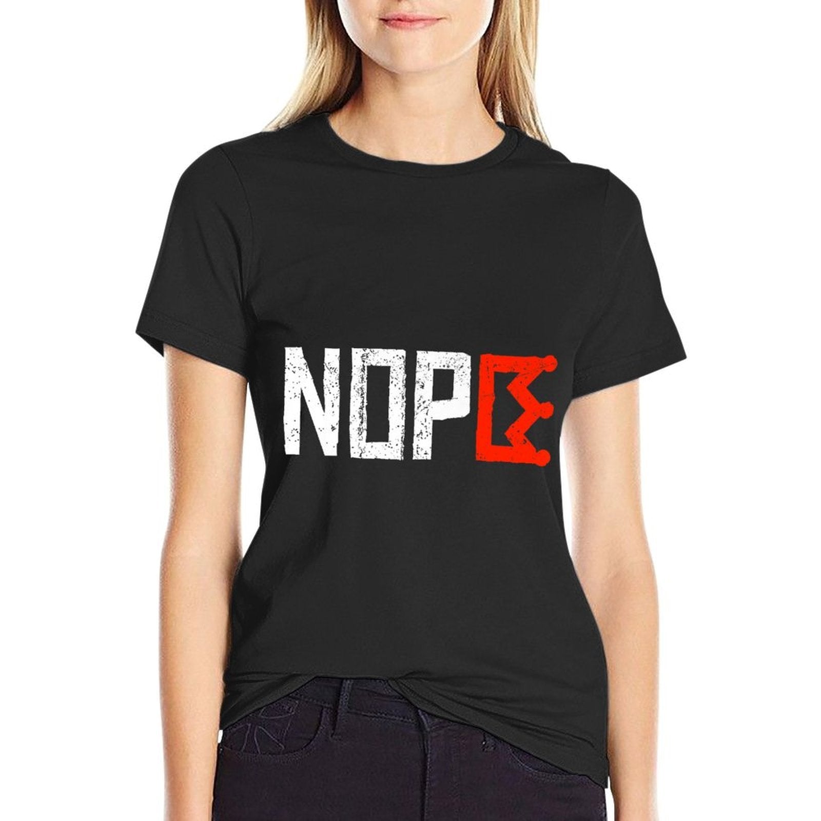 No Kings Nope Protest Sign Horizontal Premium  Ribbed Collar T-Shirt
