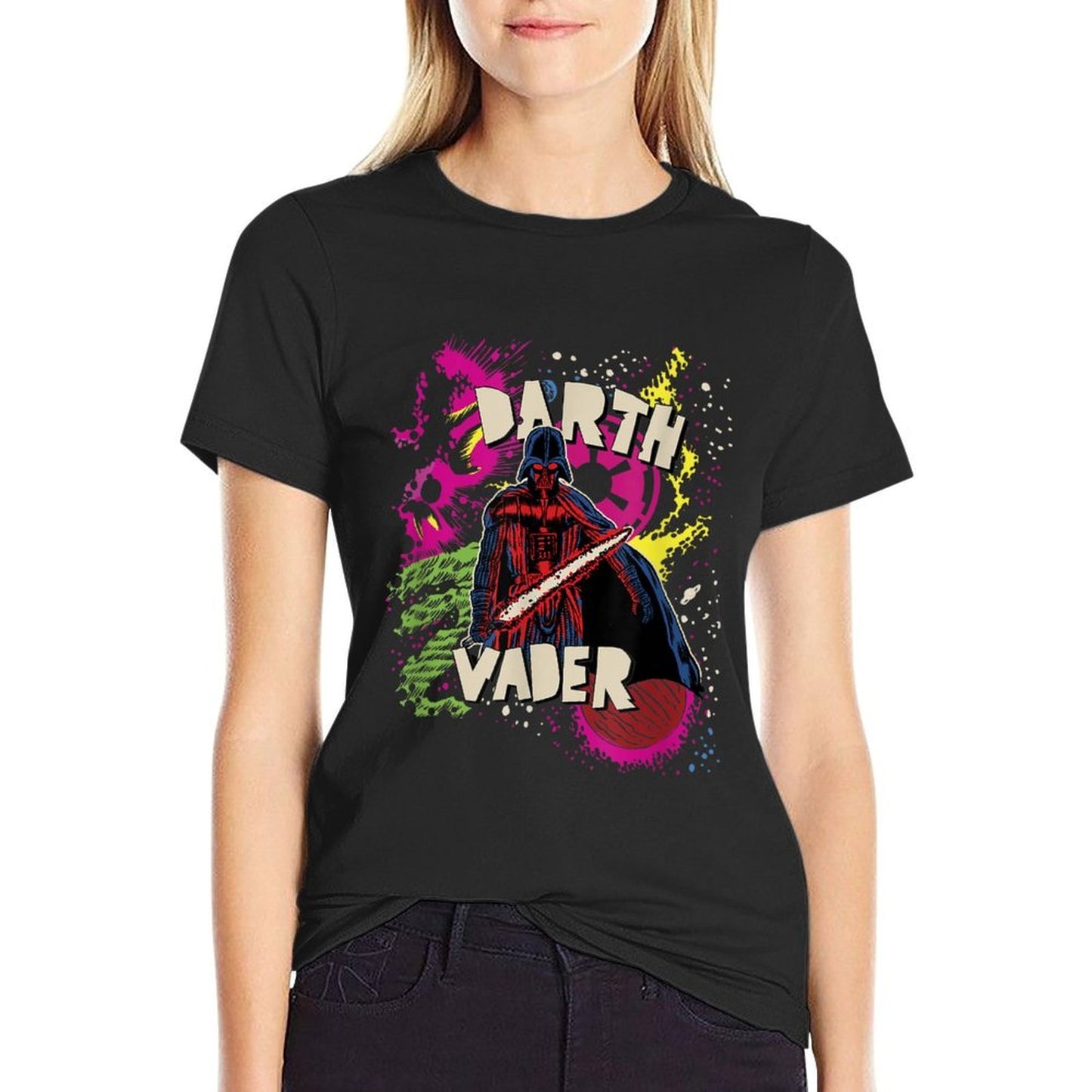 Star Wars Classic Darth Vader 80s Style Neon Space Poster Polyester Blend T-Shirt