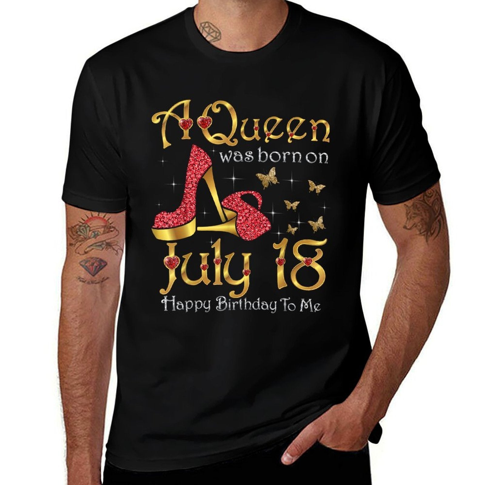A Queen Was Born on July 18, 18th July Birthday  Cotton T-Shirt