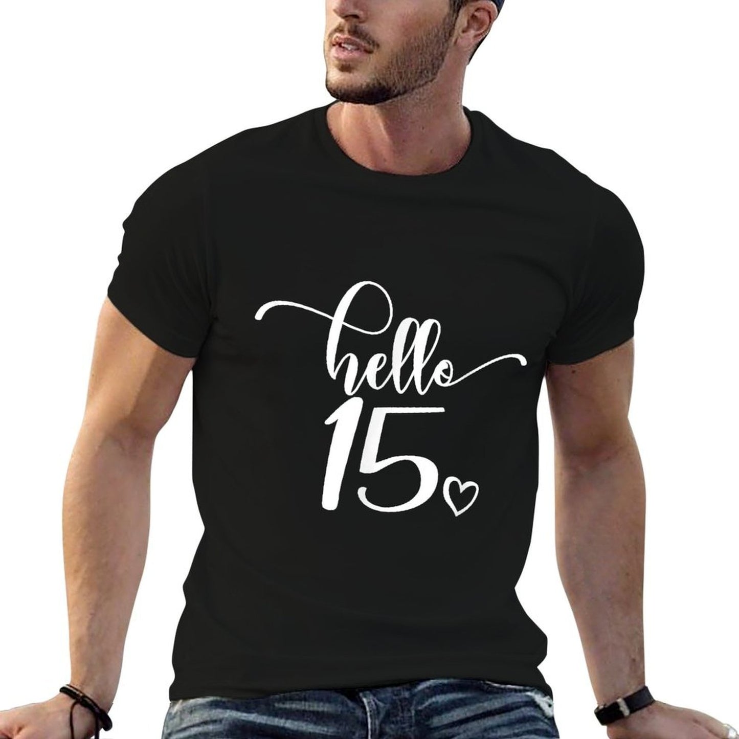 15th Birthday, Girls Women, Hello 15, Cute 15 Years Old High-quality Stitching T-Shirt