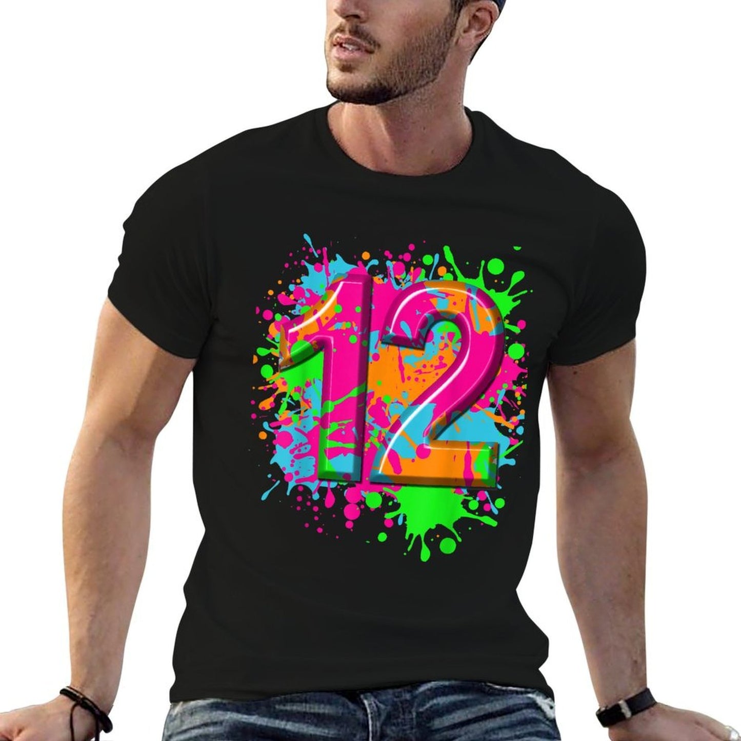 12th Birthday Paint Splashes T-shirt Kids Girls Boys 12 Year Comfortable T-Shirt