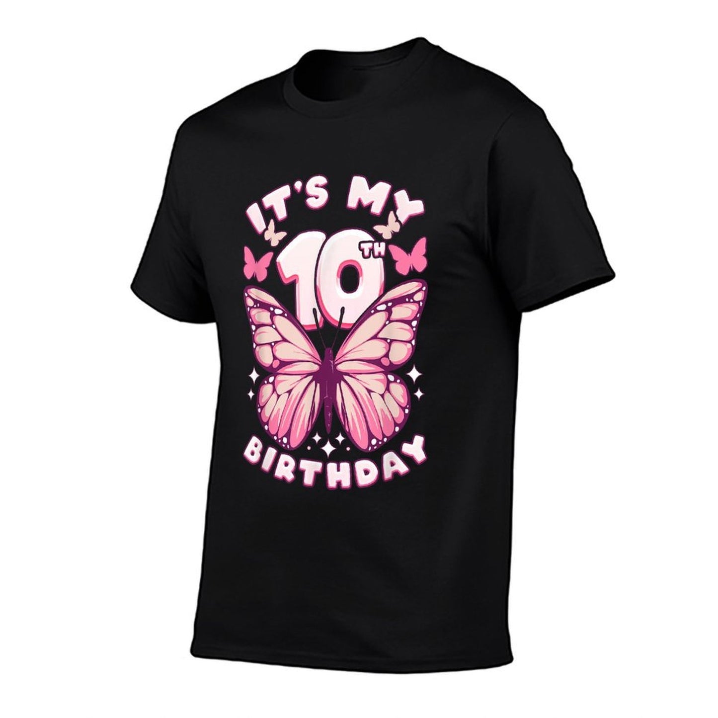 10th Birthday Girl 10 Years Butterflies And Number 10 Wrinkle-resistant T-Shirt