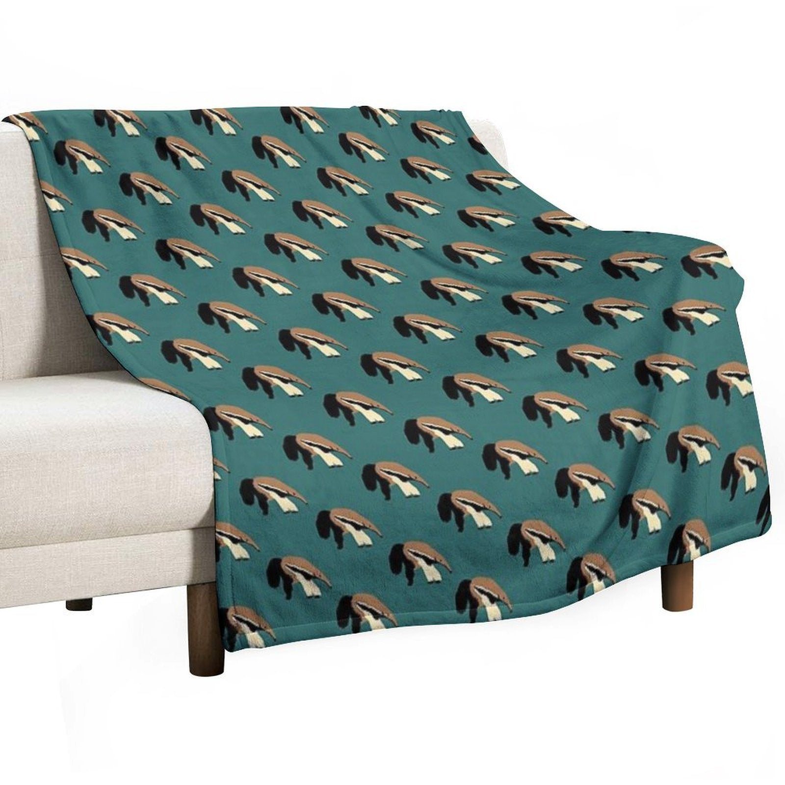Anteater on Teal Eco-conscious Throw Blanket