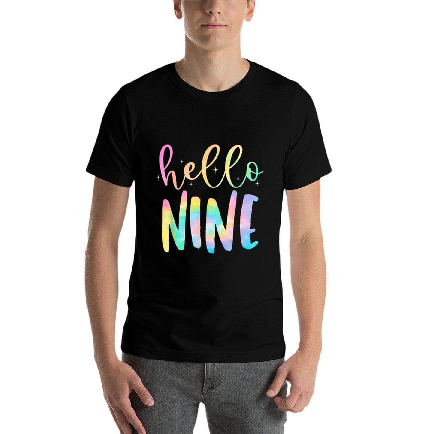 Tie Dye Hello Nine 9 Year Old 9th Birthday Girl Age 9 BDay  Breathable T-Shirt