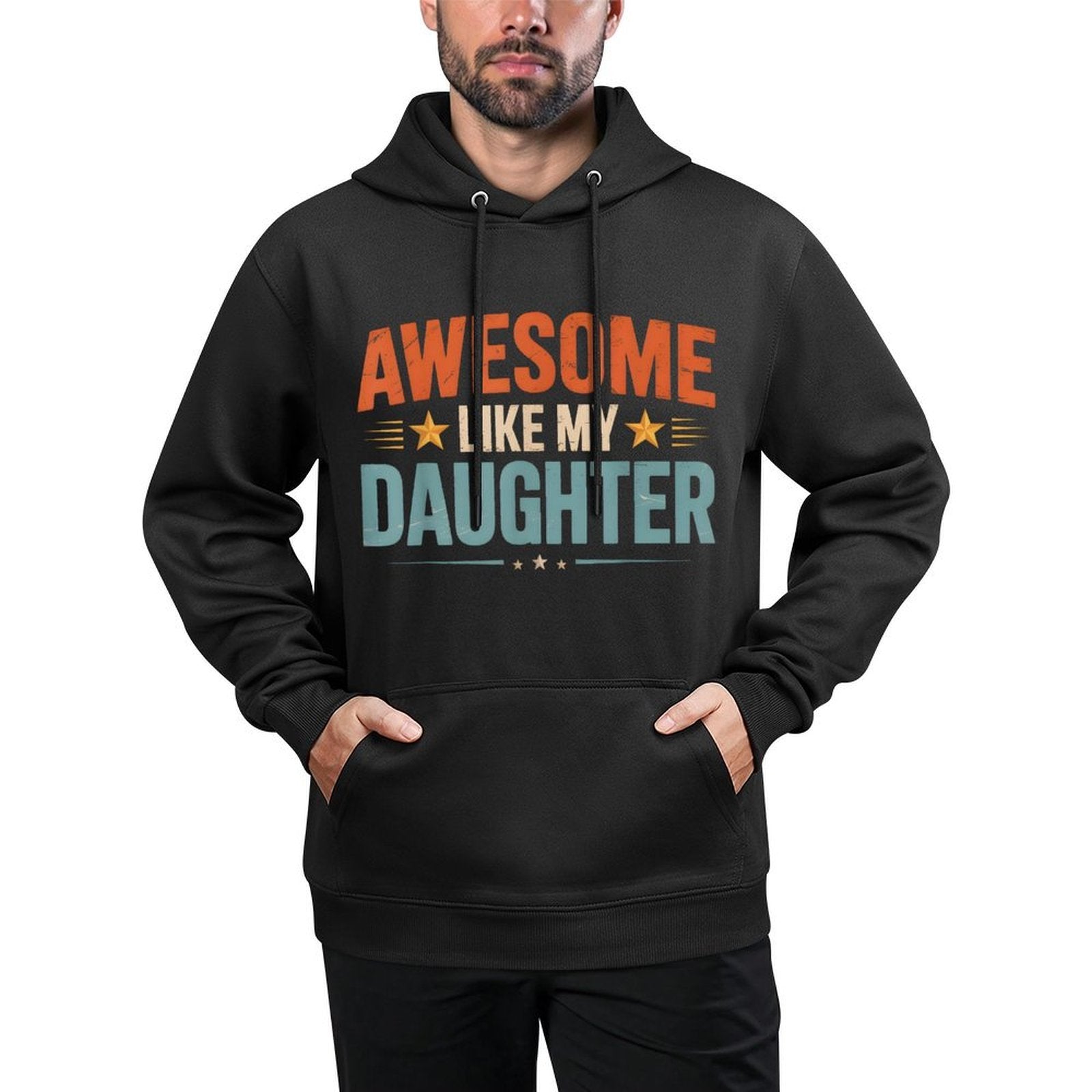 Awesome Like My Daughter Vintage Men Funny Fathers Day Dad Colorfast Hoodie