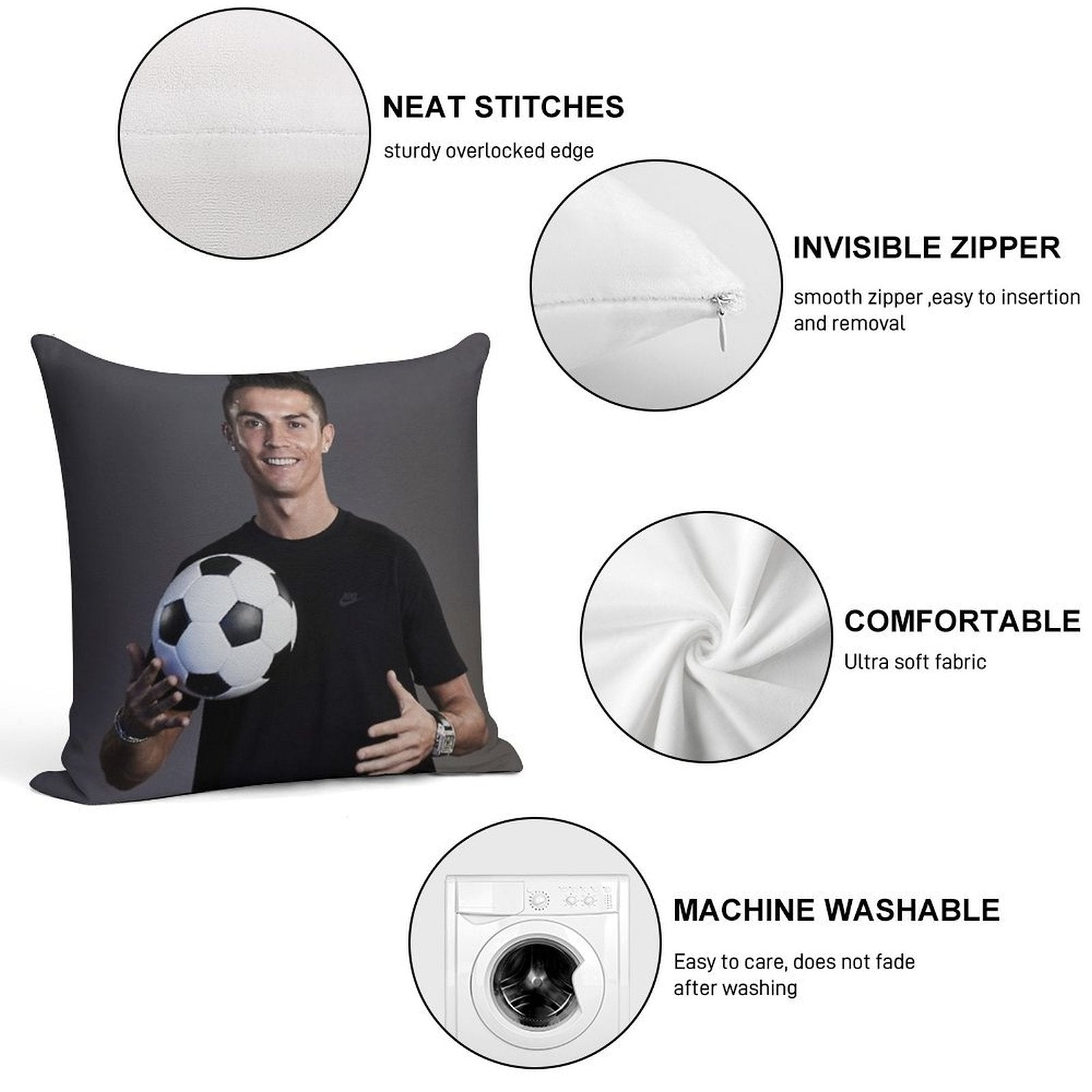 Cr7 Soft Skin-Friendly Throw Pillow