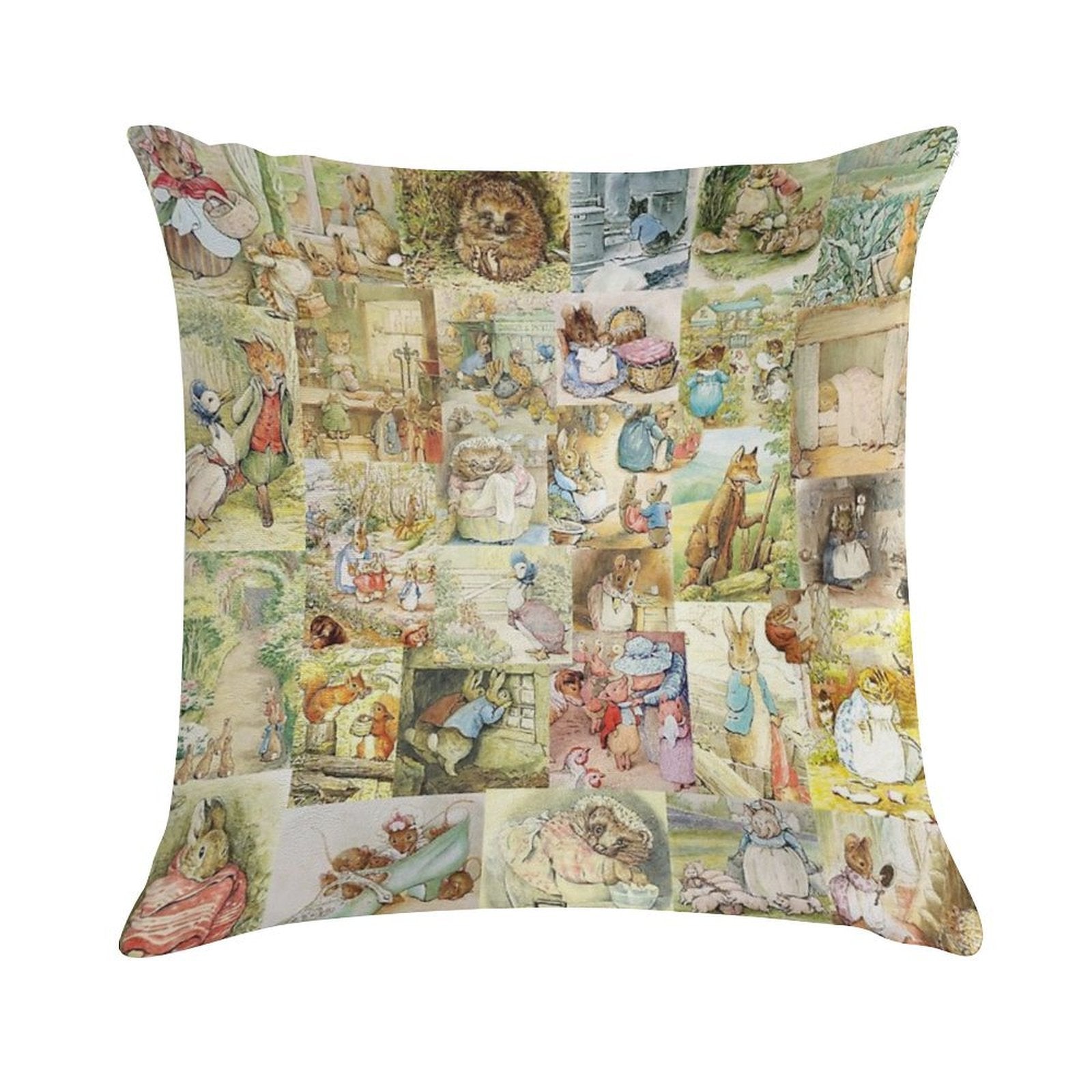 Beatrix Potter Collage Soft Washable Throw Pillow