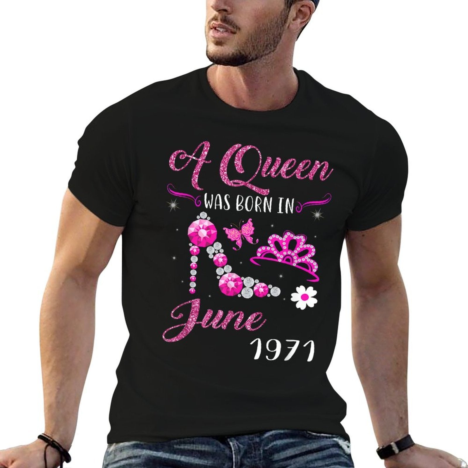 A Queen Was Born in June 1971 50th Birthday Gift  Wrinkle-resistant T-Shirt