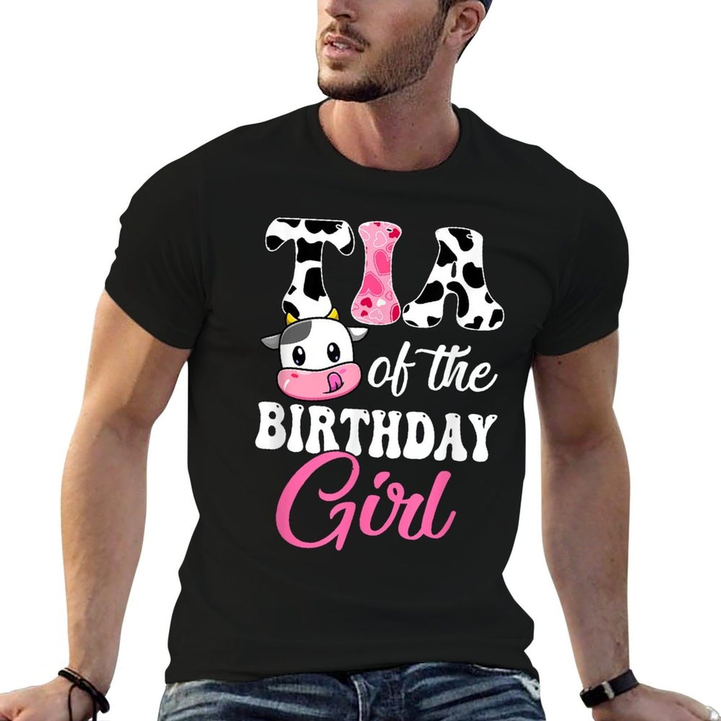 Tia Of The Birthday Girl Farm Cow 1St Birthday Girl  Graphic-printed T-Shirt