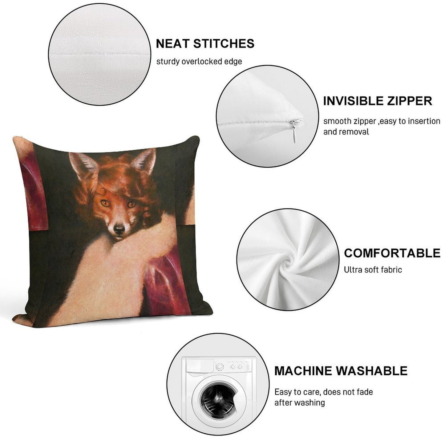 Vintage Vixen Soft Hidden Zipper Throw Pillow