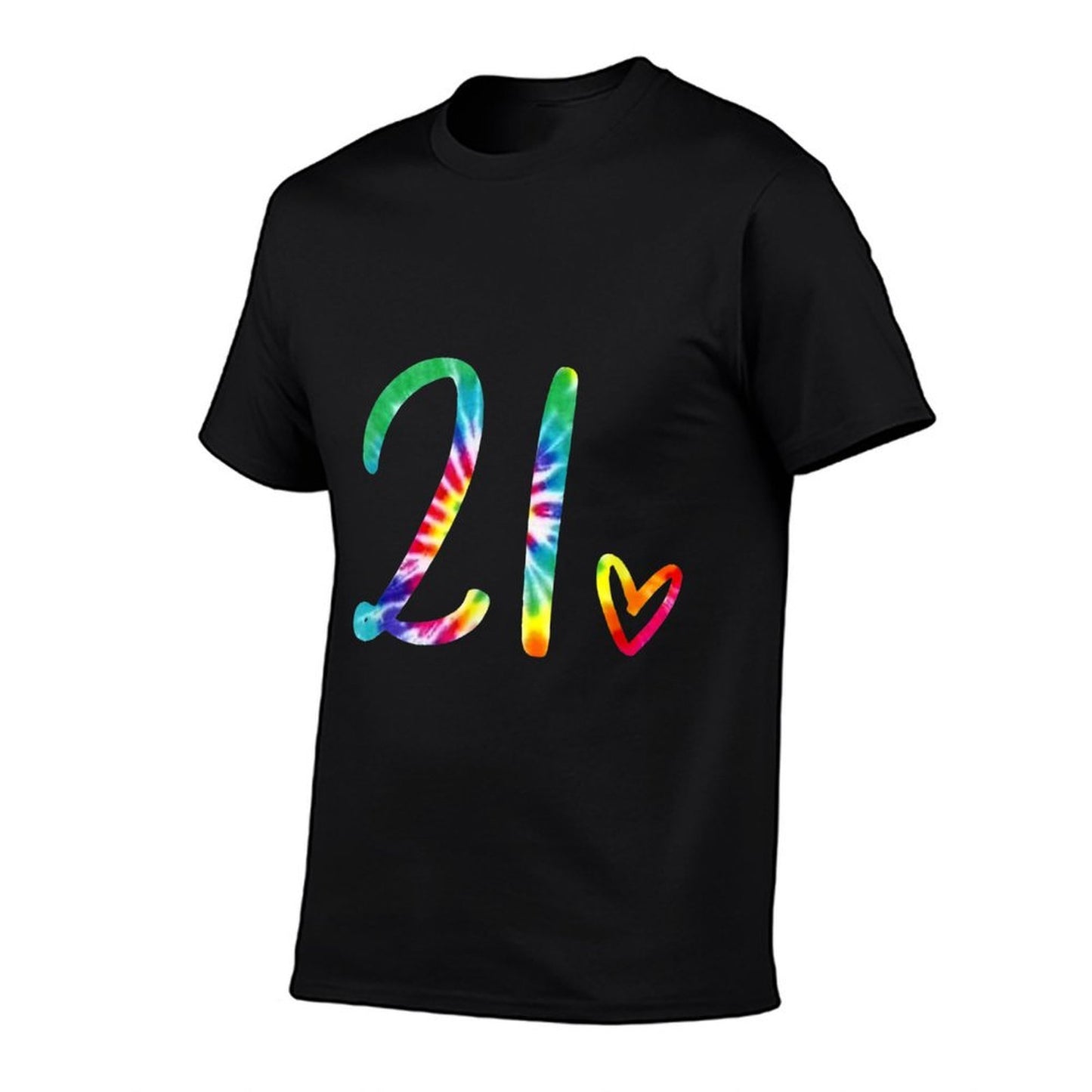 Women Colorful Tie Dye 21 Heart Funny 21st Birthday Party Durable T-Shirt