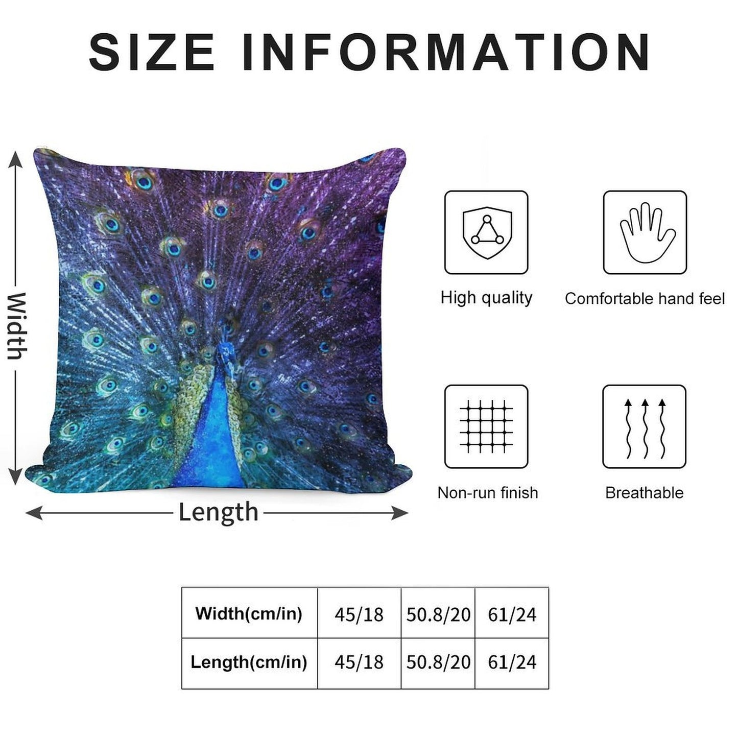 Watercolor Peacock in Purple Soft Warmth Comfort Throw Pillow