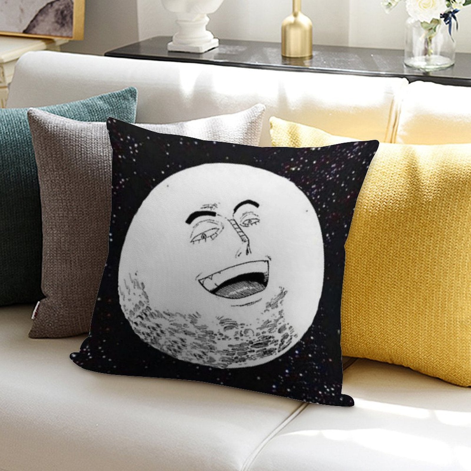 Enel Moon God Soft Hidden Zipper Throw Pillow