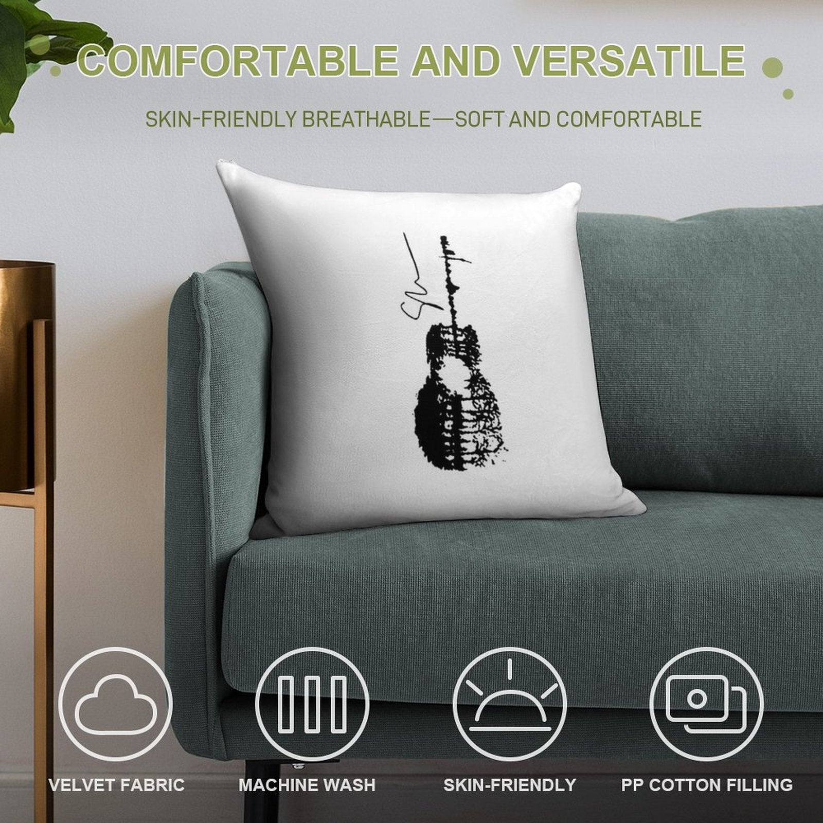 Signautre Guitar Soft Washable Throw Pillow