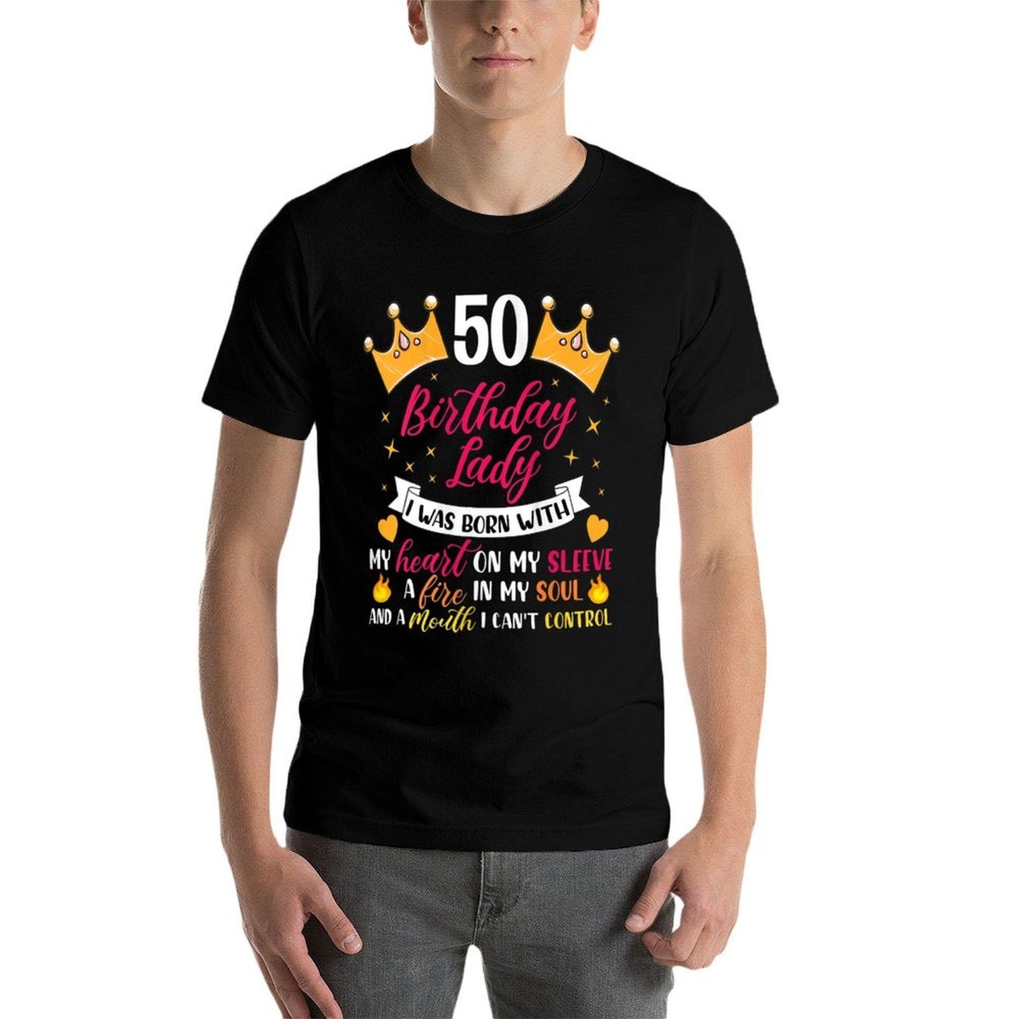 Womens 50th Birthday Lady 50 Years Old Woman Trendy Pattern T-Shirt