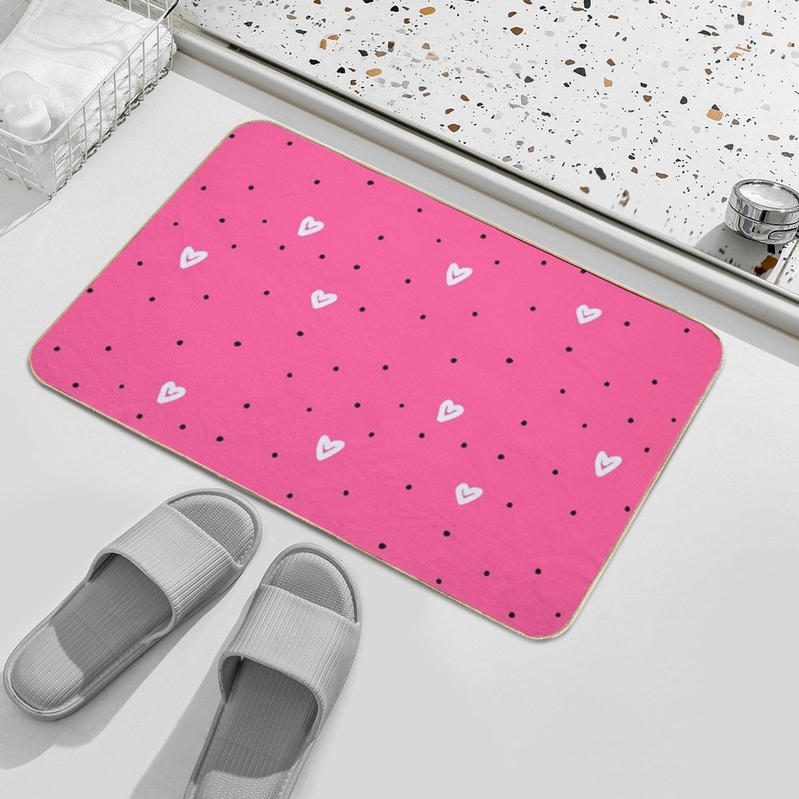 Wild Hearts – Pink Pattern Art Print  Multi-Purpose Bath Mat