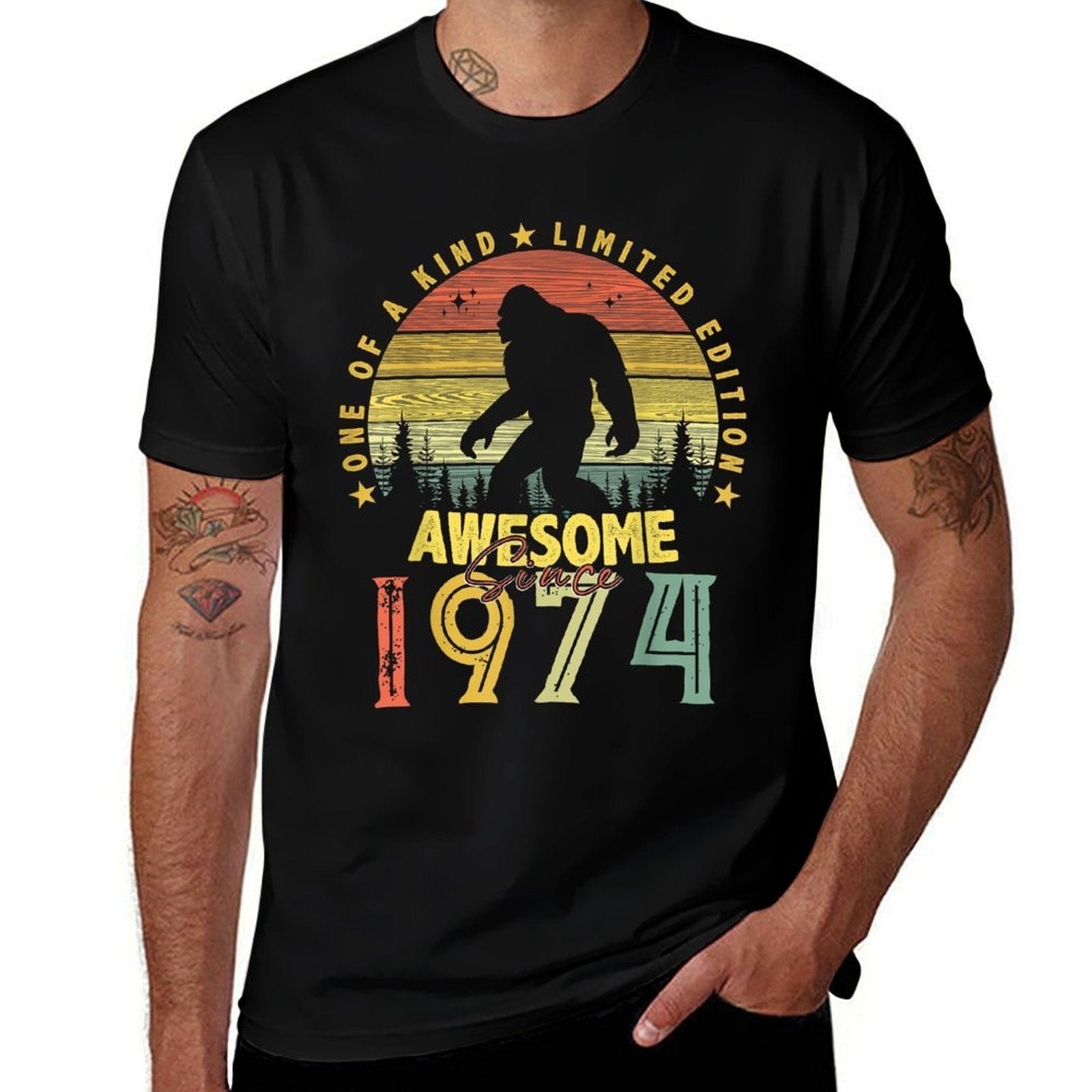 Awesome Since 1974 50th Birthday Gifts Bigfoot Born in 1974  Stretchy T-Shirt