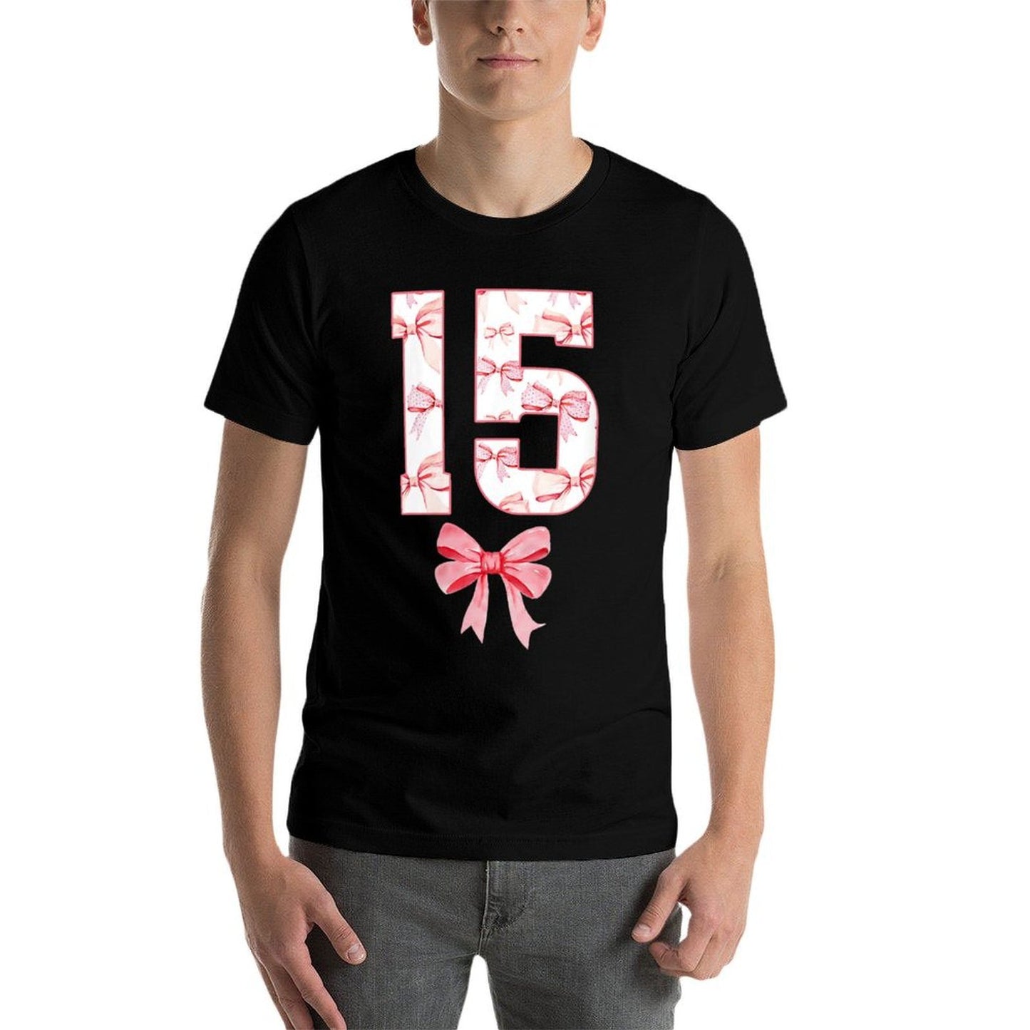Womens 15th Coquette Birthday Party Fifteen Year Old Bow Durable T-Shirt