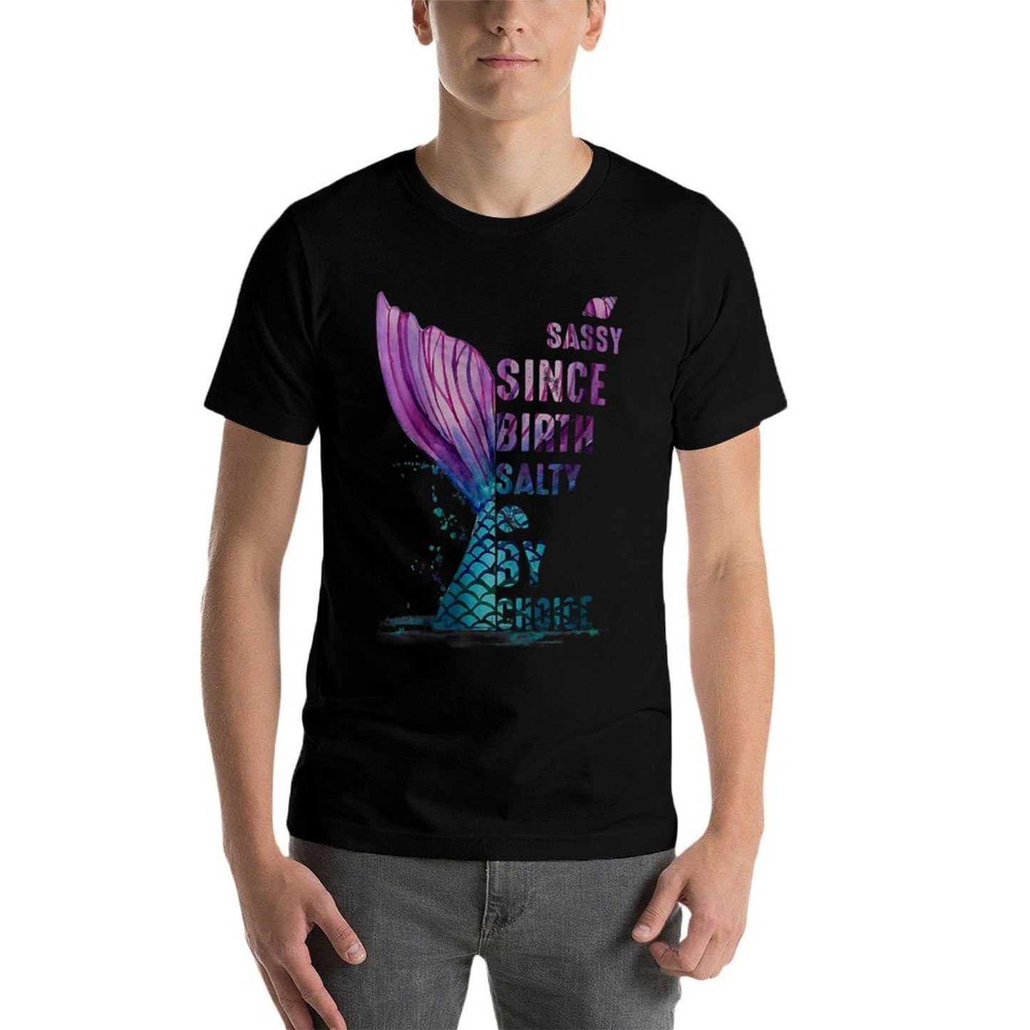 Womens Sassy Since Birth Salty By Choice Mermaid Comfortable T-Shirt