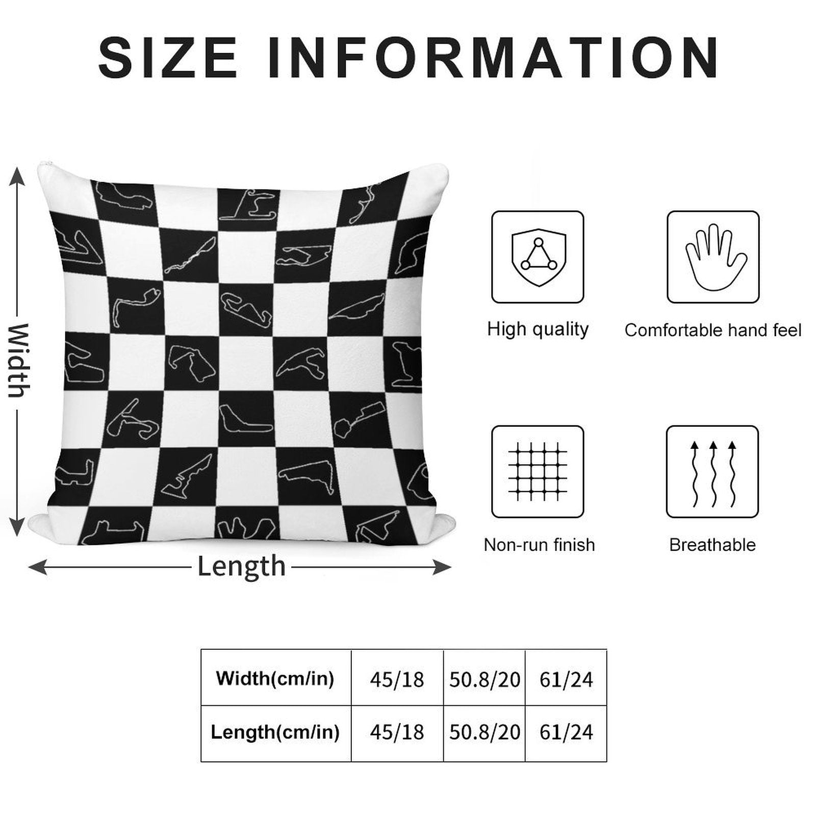 F1 Tracks 2025 Checkered Flag Soft Shrink-Resistant Throw Pillow