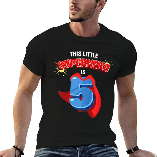 This Little Superhero Is 5 Birthday Superhero 5 Year Old Boy  Oversized Silhouette T-Shirt
