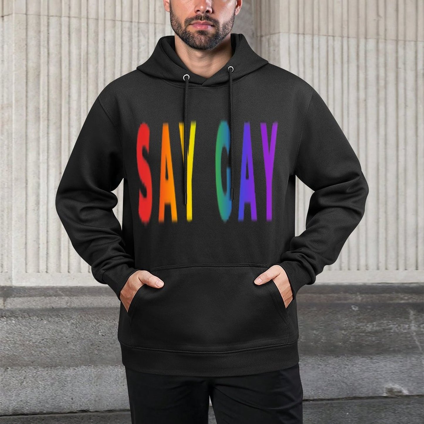Small Say Gay Rainbow Subtle Pride Florida Equality LGBTQ Cotton-Polyester Blend Hoodie