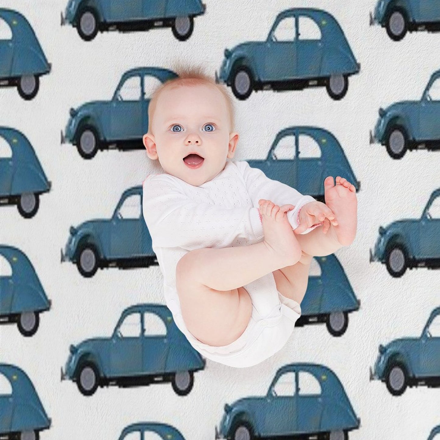 2CV Deux Chevaux Teal Version Velvety-soft Throw Blanket