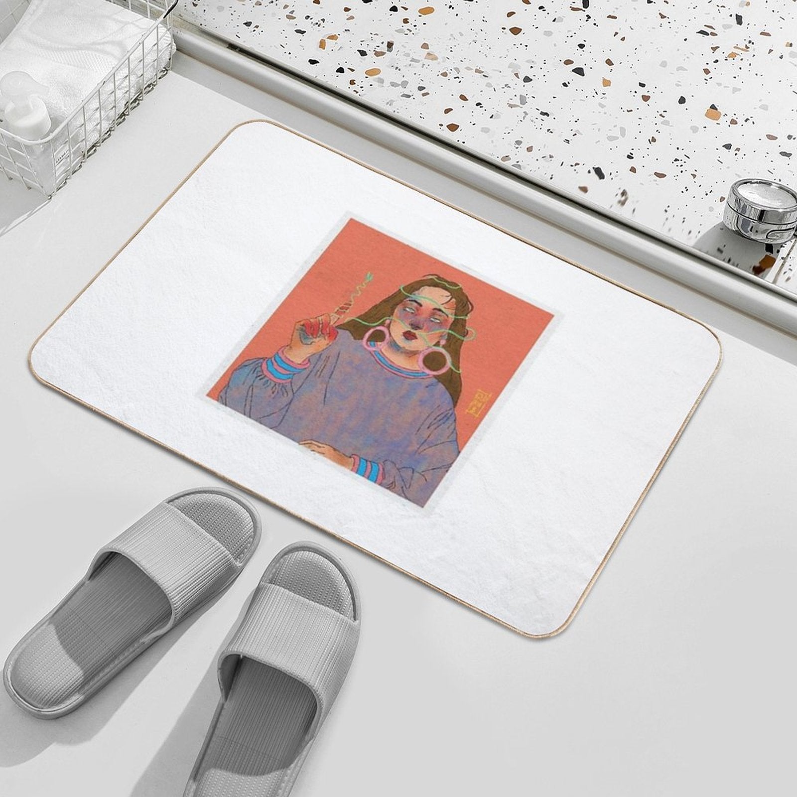 Pop Art-mix Texture  Easy To Clean Bath Mat