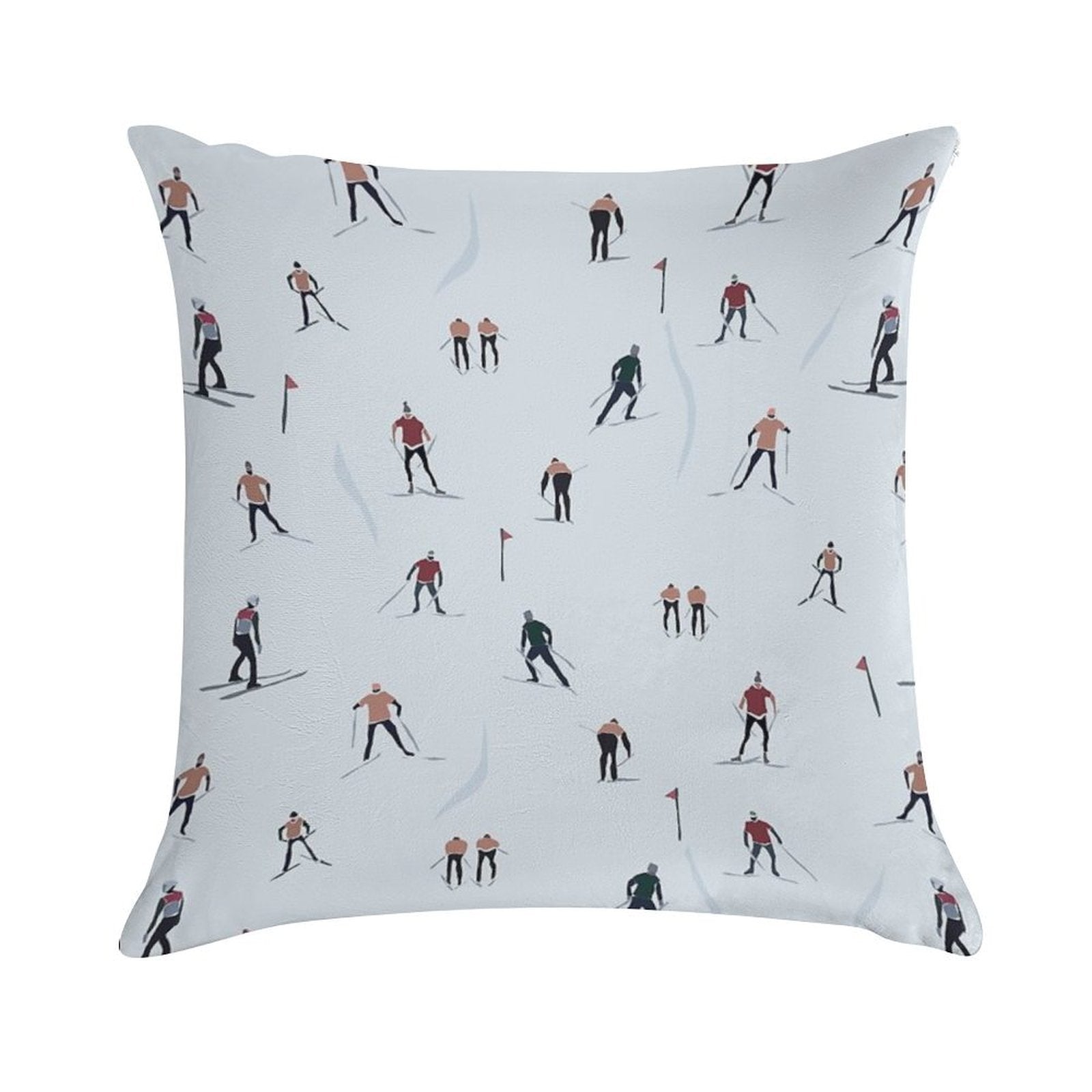 Skier Print Soft Luxury Feel Throw Pillow