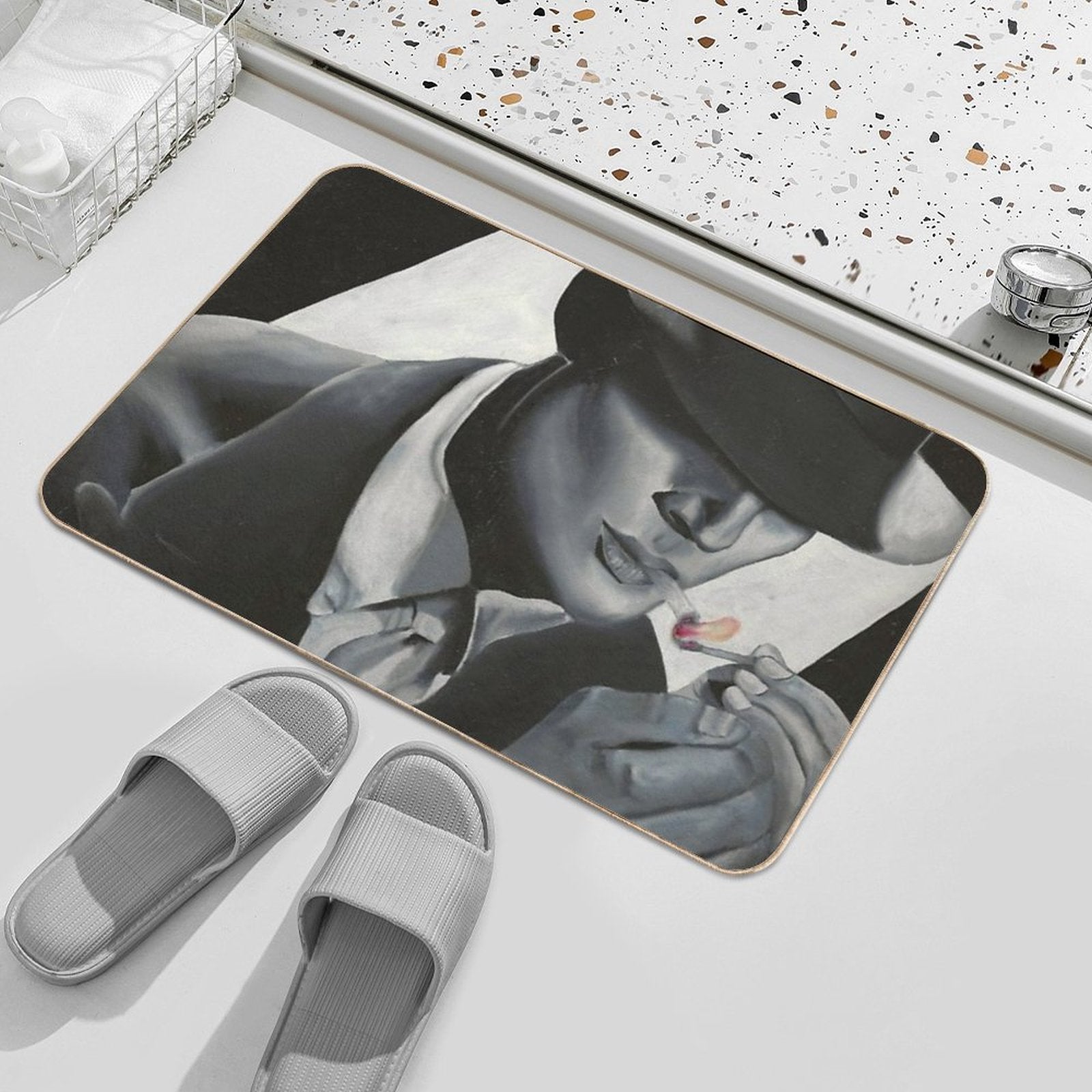 'Enigma' Original Oil Painting Portrait Fine Art Print  Multi-Purpose Bath Mat