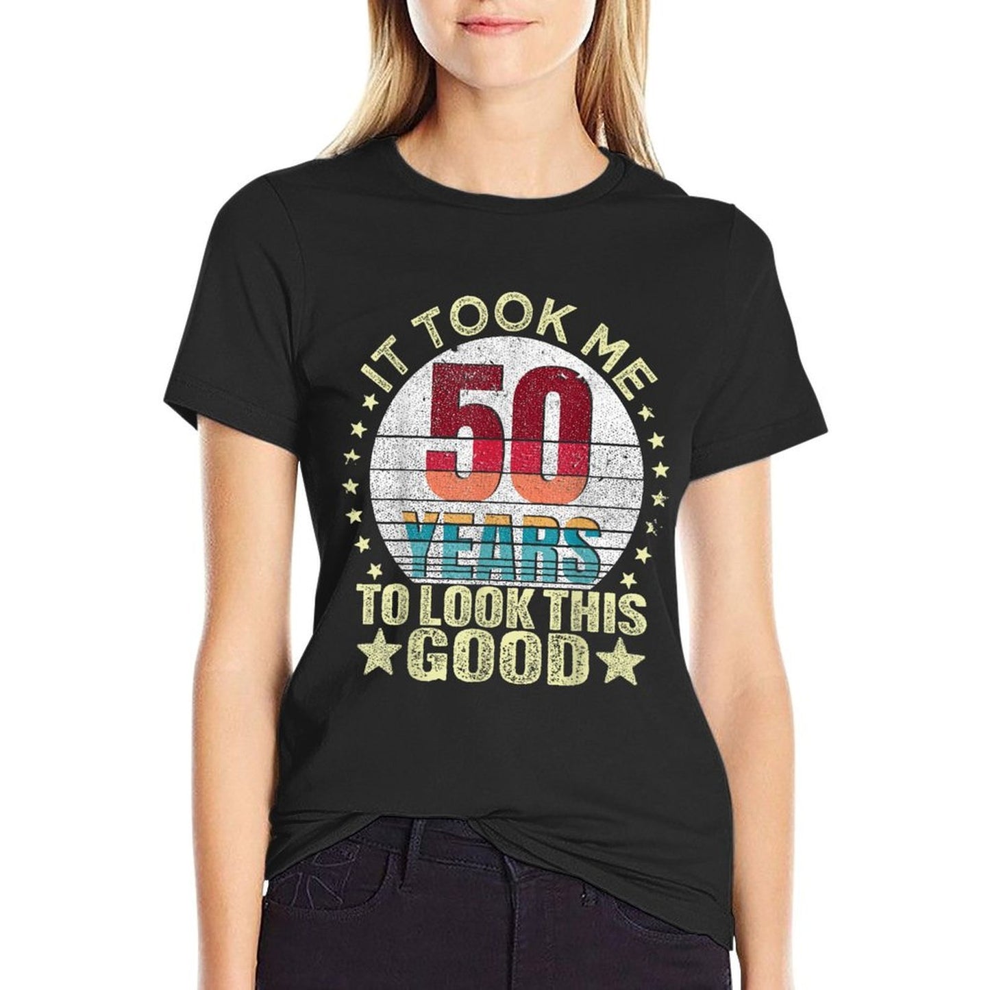 Vintage It Took Me 50 Years To Look This Good 50th Birthday Oversized Silhouette T-Shirt