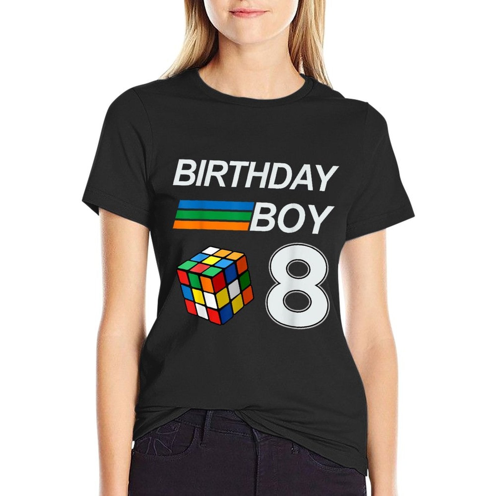 Rubixk Cube Speed Cubing Birthday Boy 8 Years Old Boys Kid  Oversized Silhouette T-Shirt