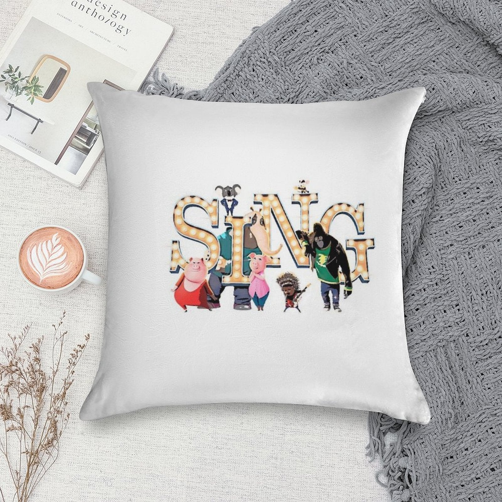 Sing Movie Picture Style Soft Home Decor Throw Pillow