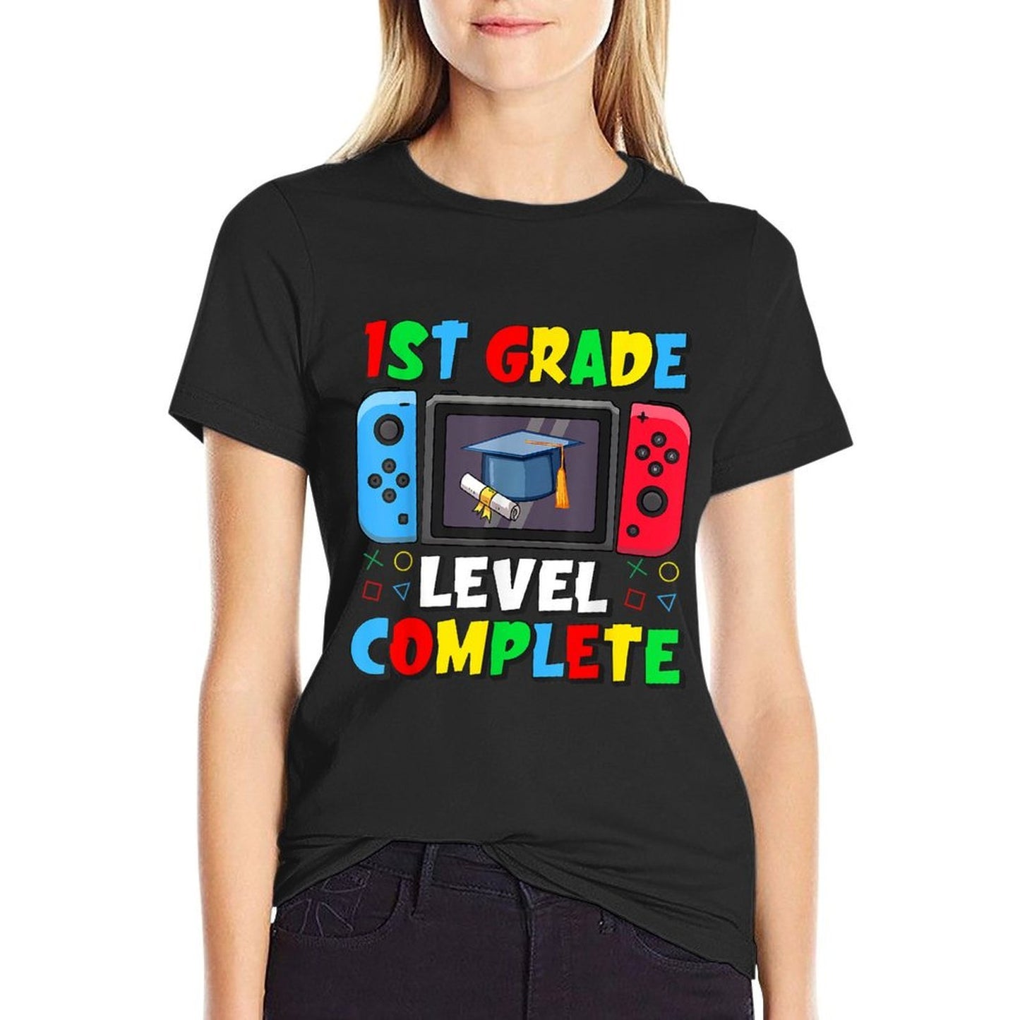 1st Grade Level Complete Last Day Of School Video Game Boys High-quality Stitching T-Shirt