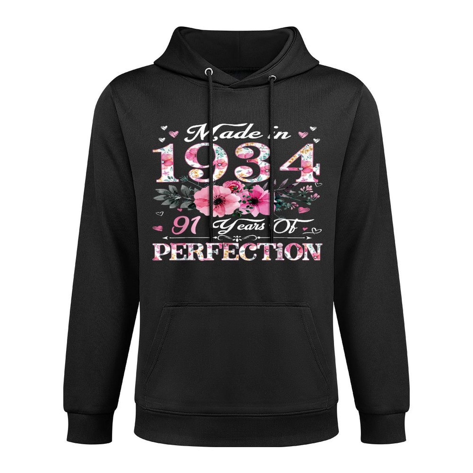 91 Year Old Made In 1934 Floral 91st Birthday Gift For Women Breathable Fabric Hoodie