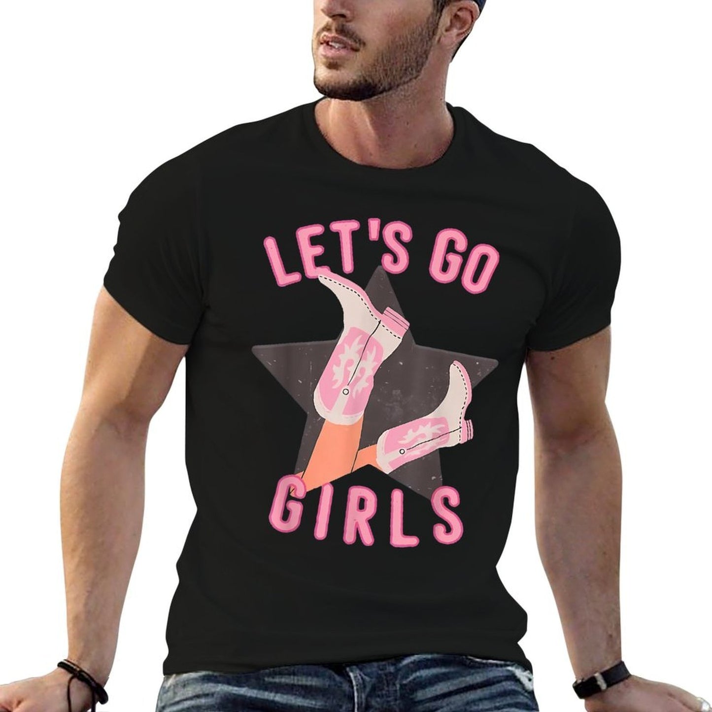Western Cowgirls Lets Go Girls Country Western Rodeo Women Stretchy T-Shirt