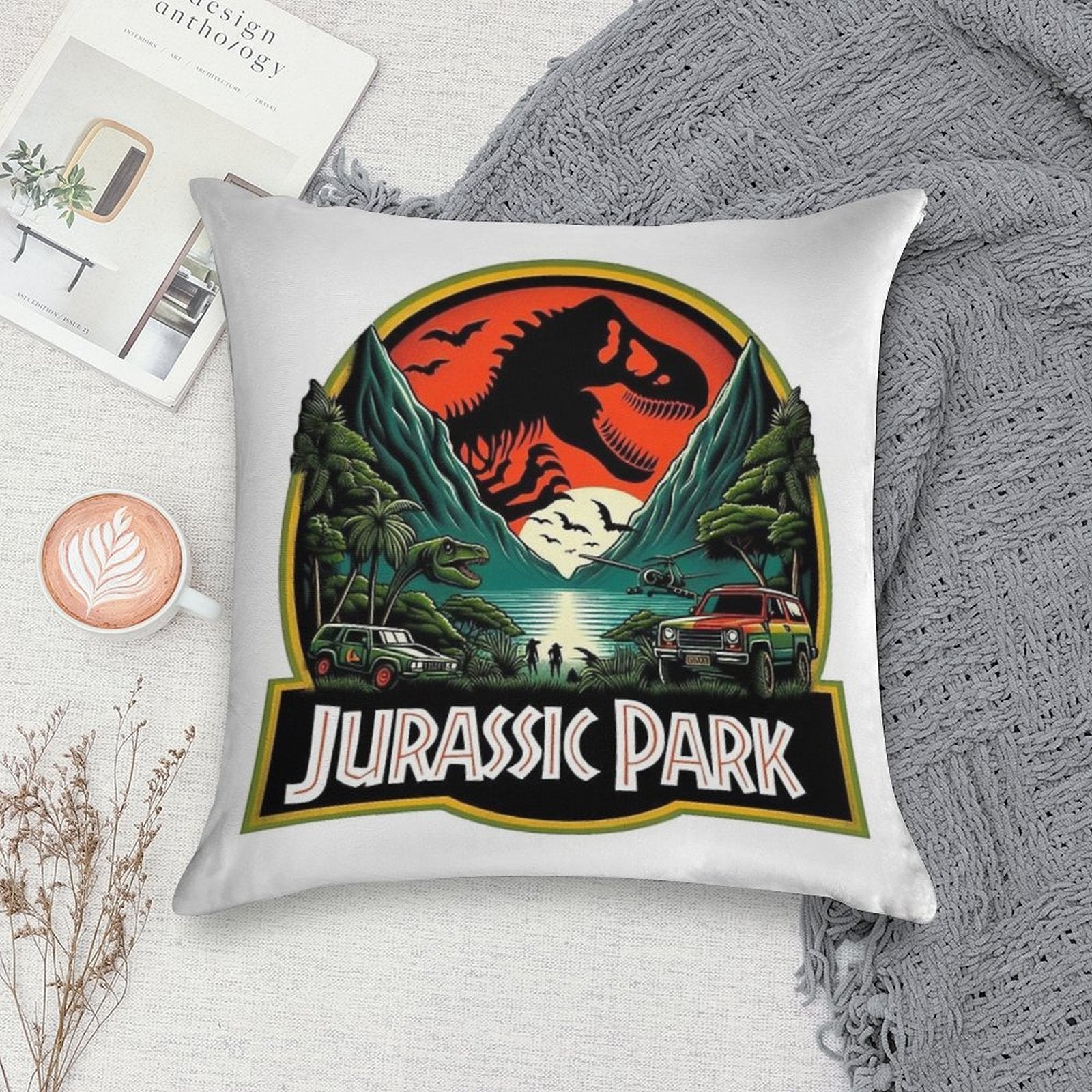 Jurassic Park Soft Shrink-Resistant Throw Pillow