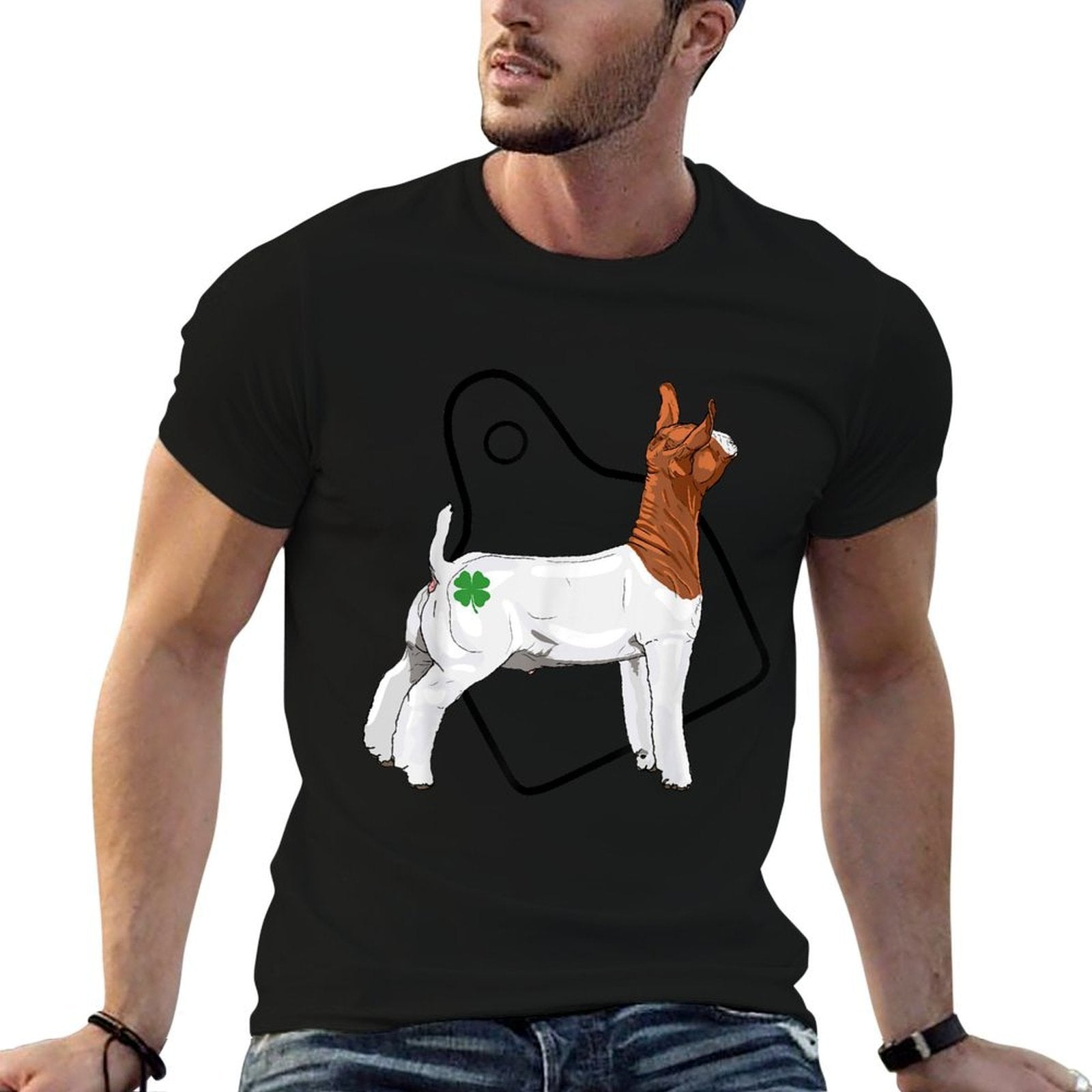 Show Market Wether Boer Goat Four Leaf Clover And Eartag  Classic T-Shirt