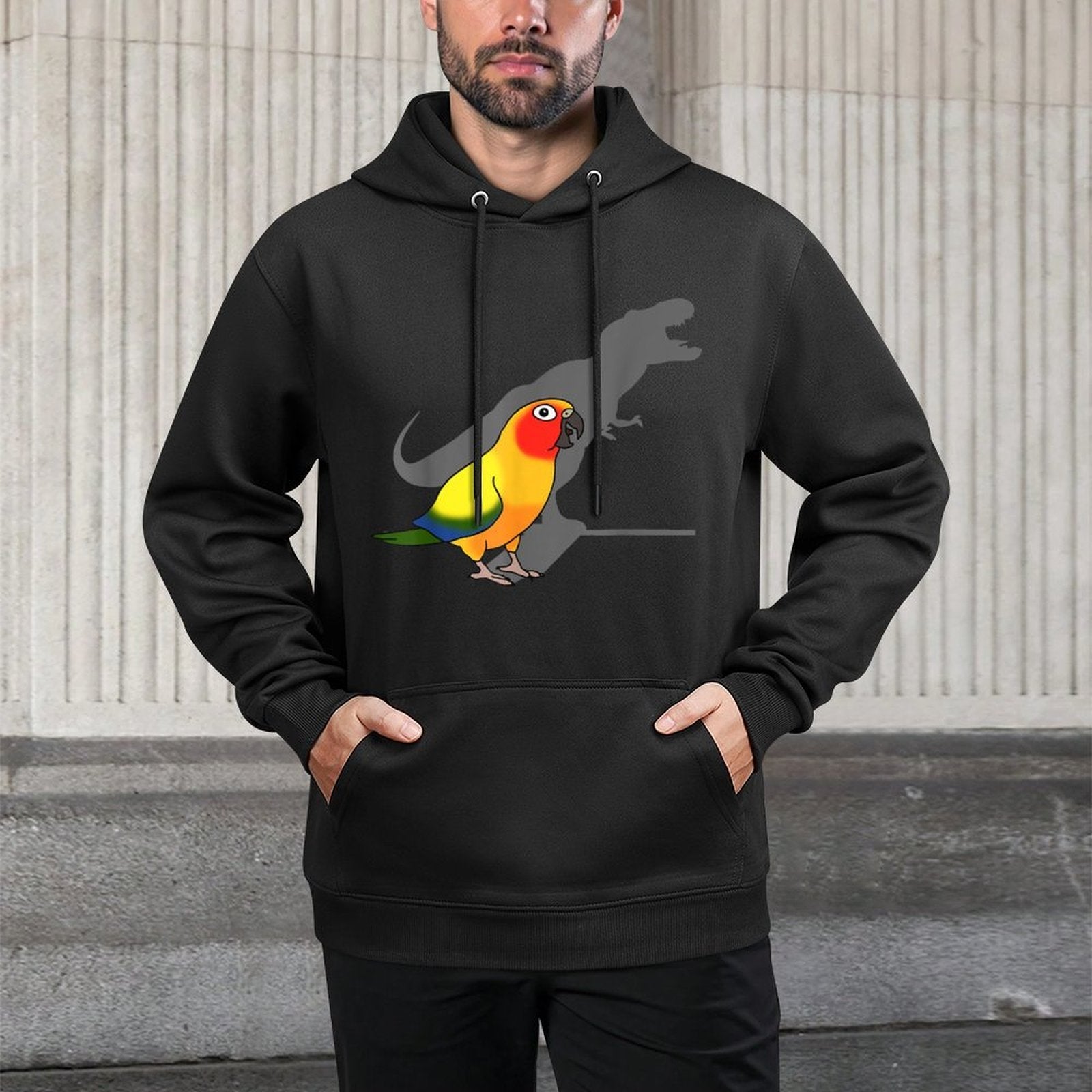 Cute Screaming Parrot, Birb Memes, Funny T-Rex Sun Conure Layering Staple Hoodie