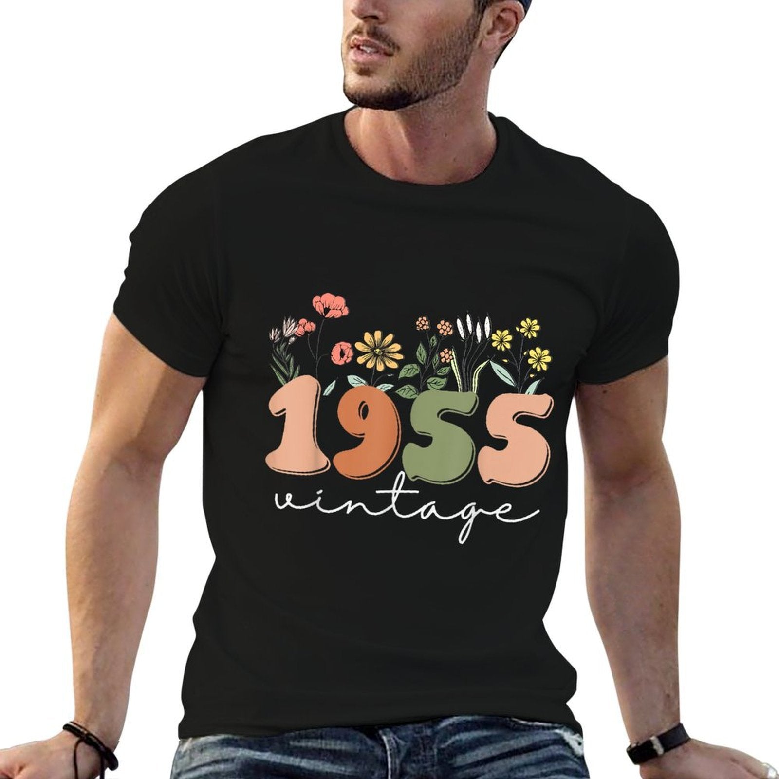 70 Years Old Vintage 1955 70th Birthday Wildflower Women  Stretchy T-Shirt
