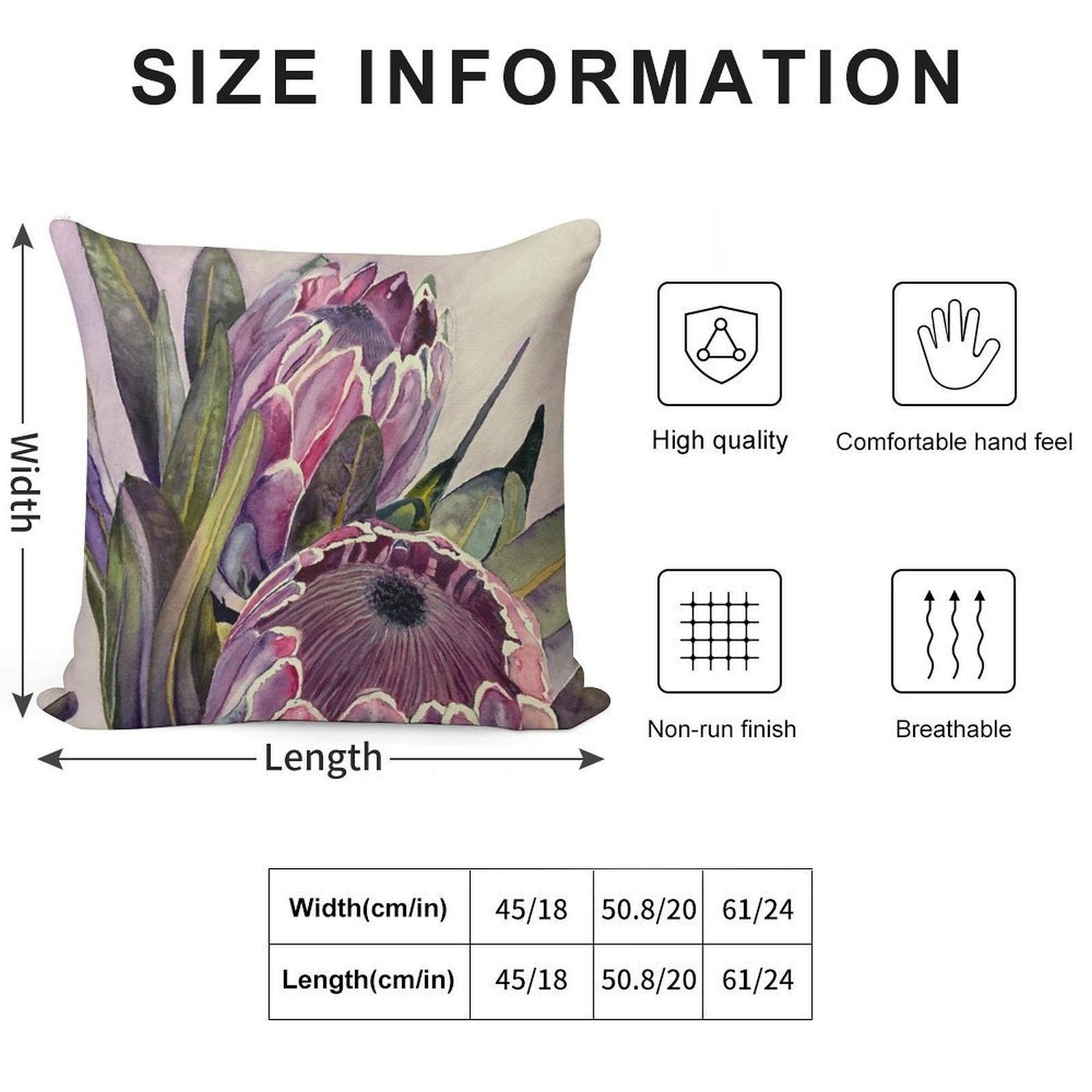 Protea Flower Watercolour Soft Gift Ready Throw Pillow