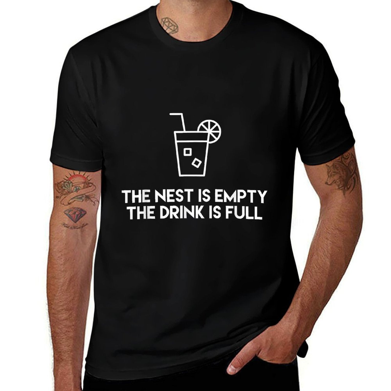 The Nest Is Empty The Drink Is Full  Empty Nester  Heathered Texture T-Shirt